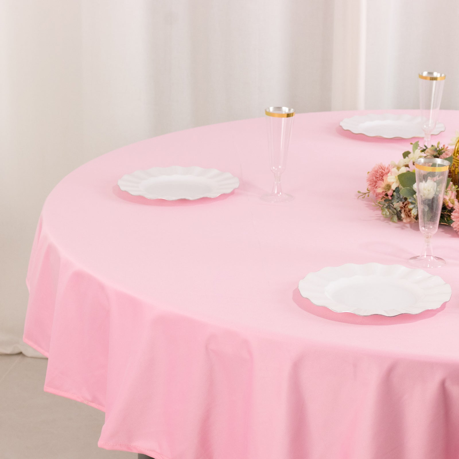 Premium Scuba Round 70 Tablecloth Pink - Wrinkle Free & Stain Resistant Table Cover