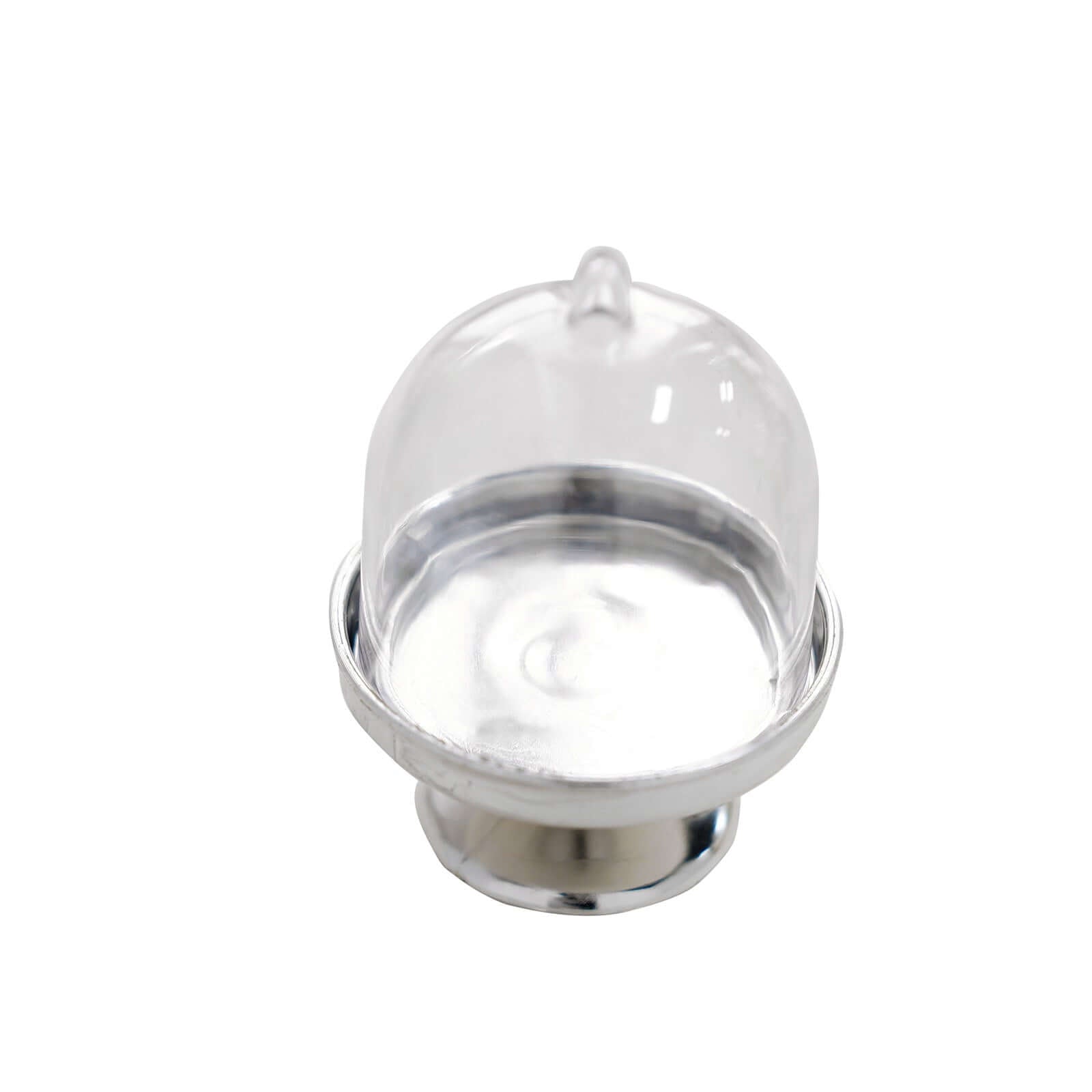 12-Pack Fillable Mini Pedestal Candy Container Clear/Silver - Stylish Candy Treat Favor Containers with Dome Lid 3