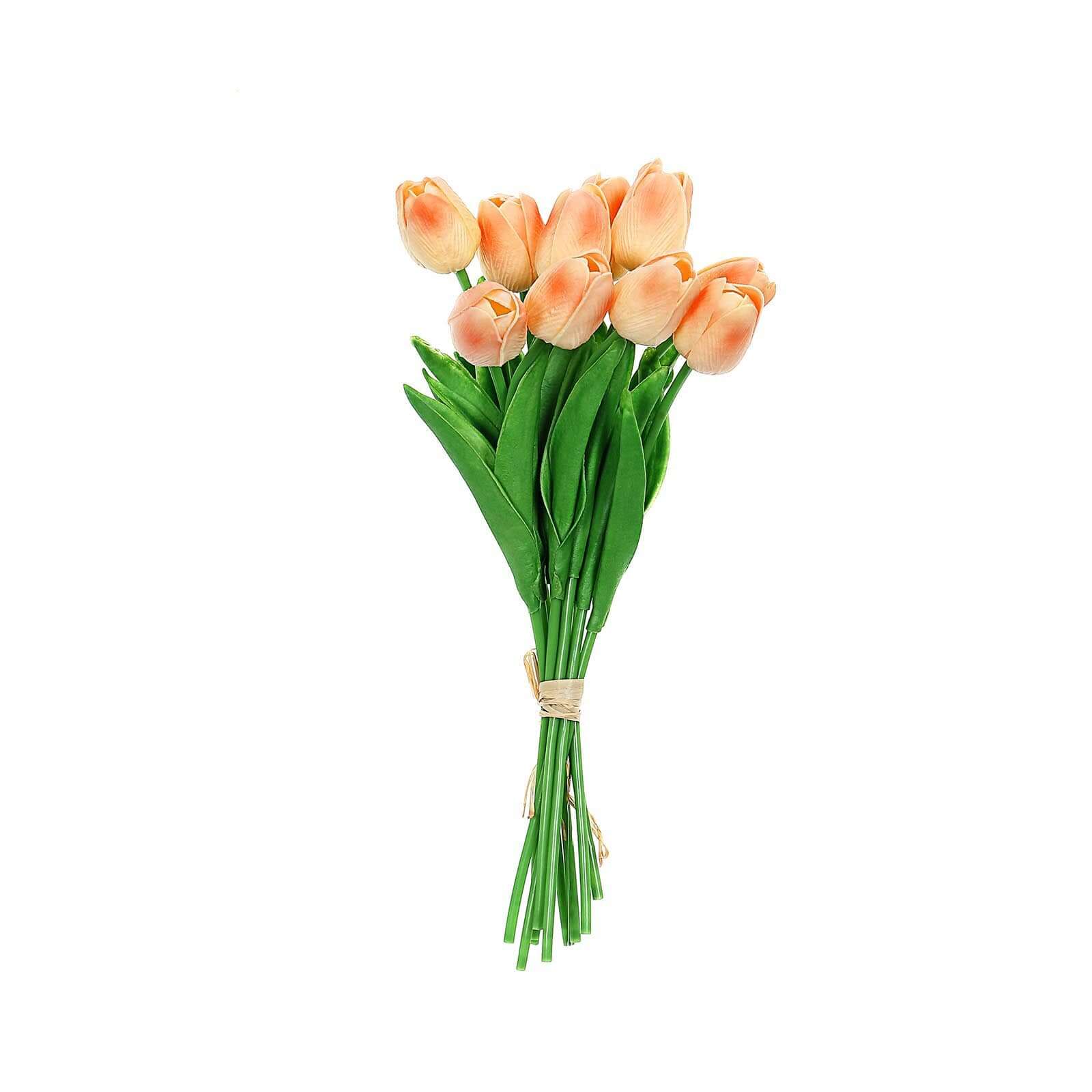 10 Stems 13 Peach Real Touch Artificial Foam Tulip Flower Bouquets