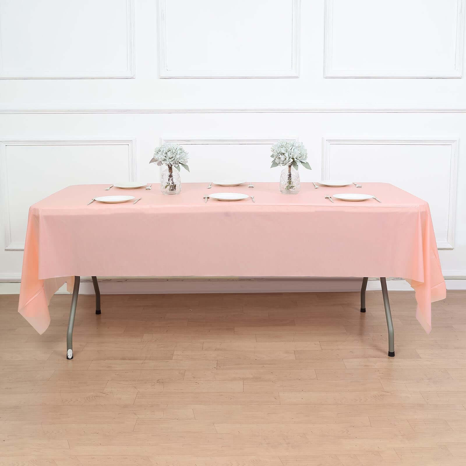 5-Pack Plastic Table Covers Blush Rectangle - Reliable PVC Disposable Covers for Gatherings 54x108