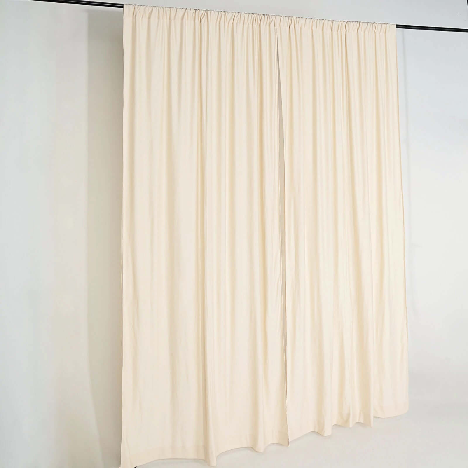 2 Pack Beige Scuba Polyester Event Curtain Drapes, Durable Flame Resistant Backdrop Event Panels Wrinkle Free with Rod Pockets - 10ftx10ft