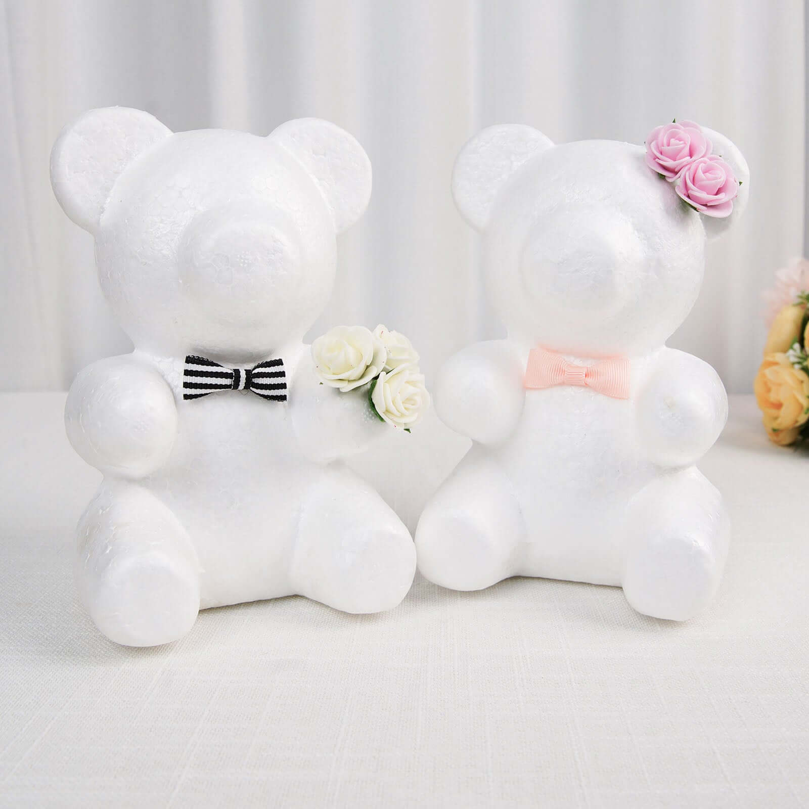 2 Pack 7 DIY White 3D Modeling StyroFoam Bears, Polystyrene Craft Foam Animals