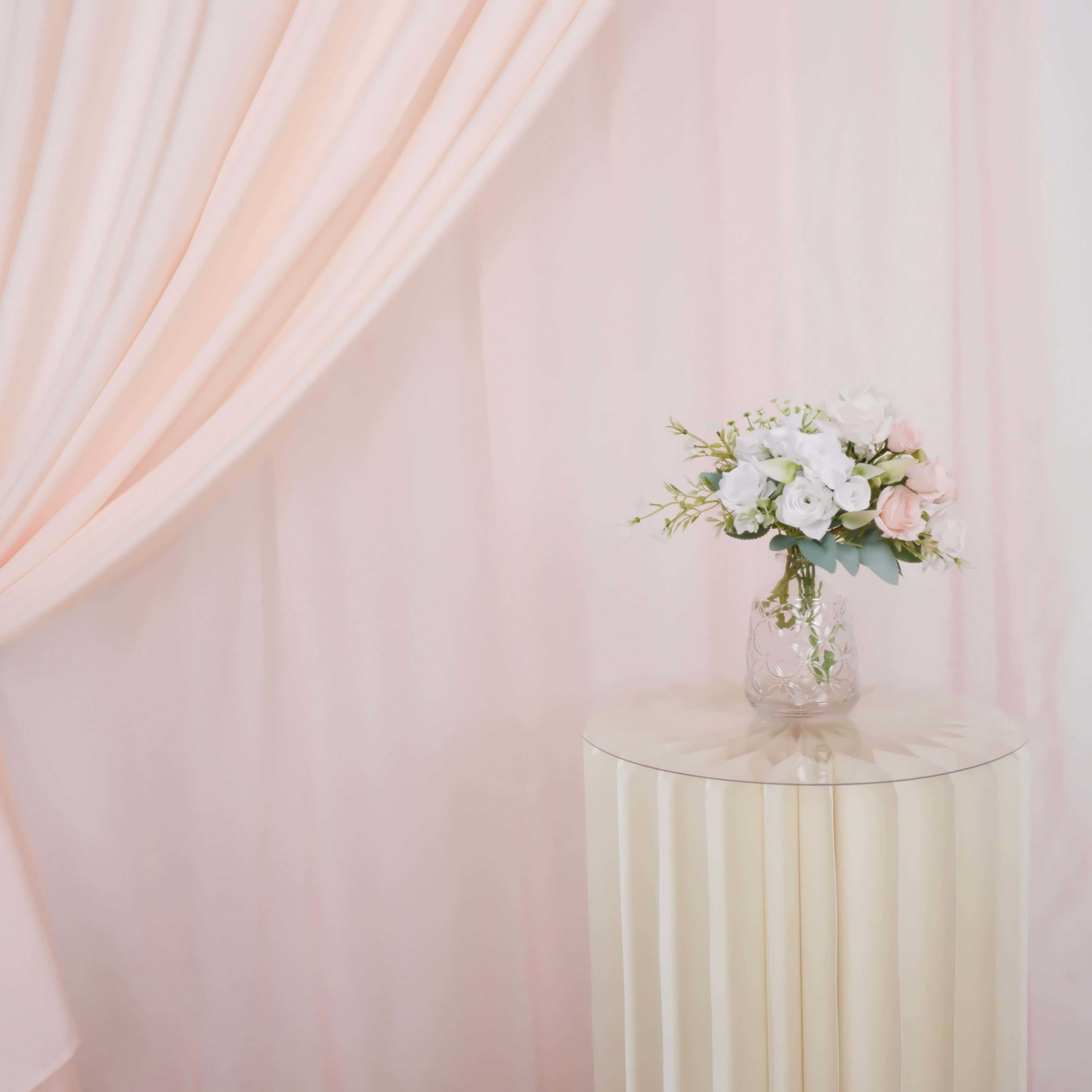 Blush Chiffon Polyester Event Curtain Drapes, Dual Layer Divider Backdrop Curtain Panels with Rod Pockets - 10ftx10ft