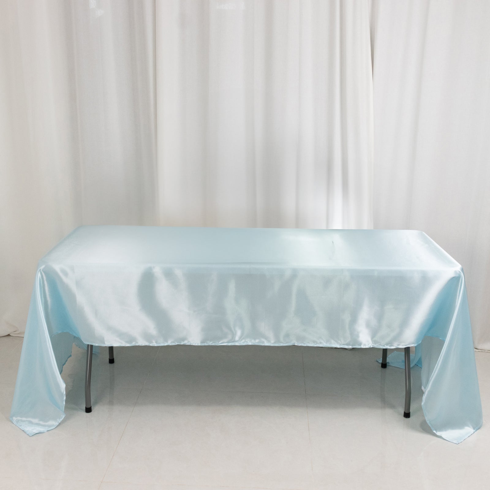 Satin Rectangular 60x126 Tablecloth Light Blue - Smooth and Lustrous Table Cover