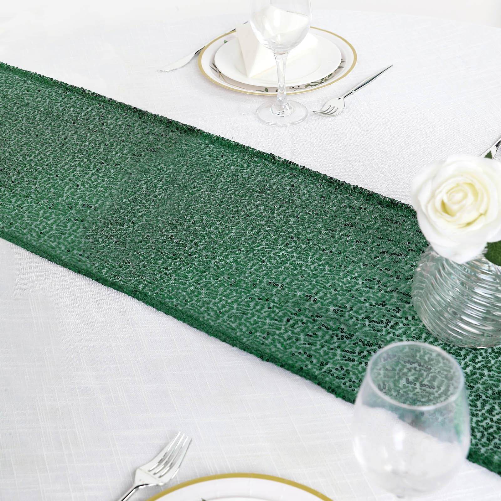 Sequin 12x108 Table Runner Hunter Emerald Green - Glittering Design