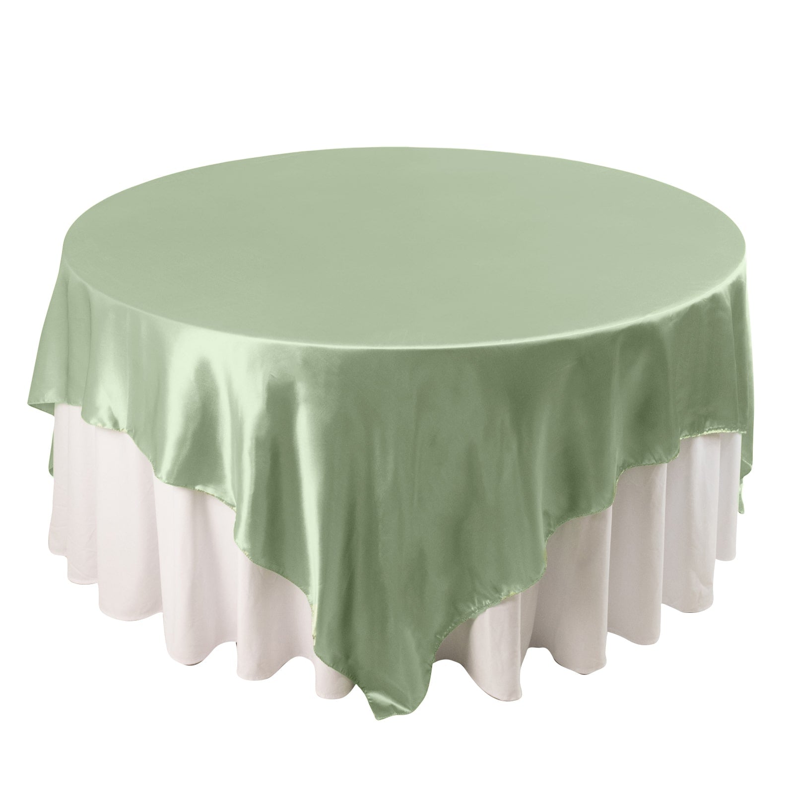 Satin 90x90 Table Overlay Square Tablecloth Sage Green - Smooth Finish Table Topper