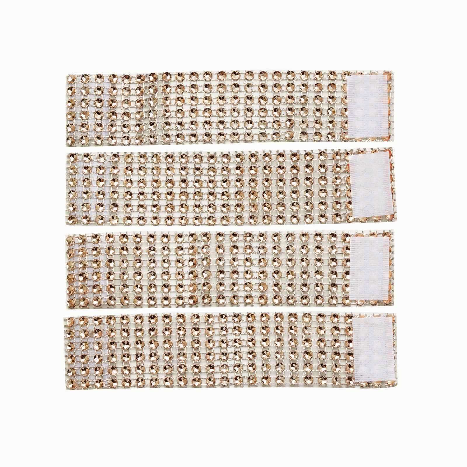 10 Pack Rhinestone Napkin Rings with Velcro Brooch Buckle Antique Gold - Stylish Design for Chair Sashes