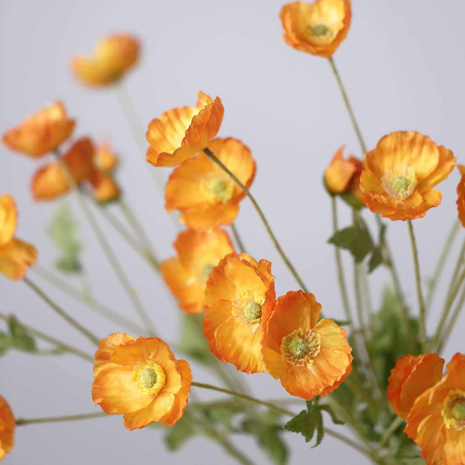 2 Stems 33 Orange Artificial Silk Poppy Flower Bouquet Bushes