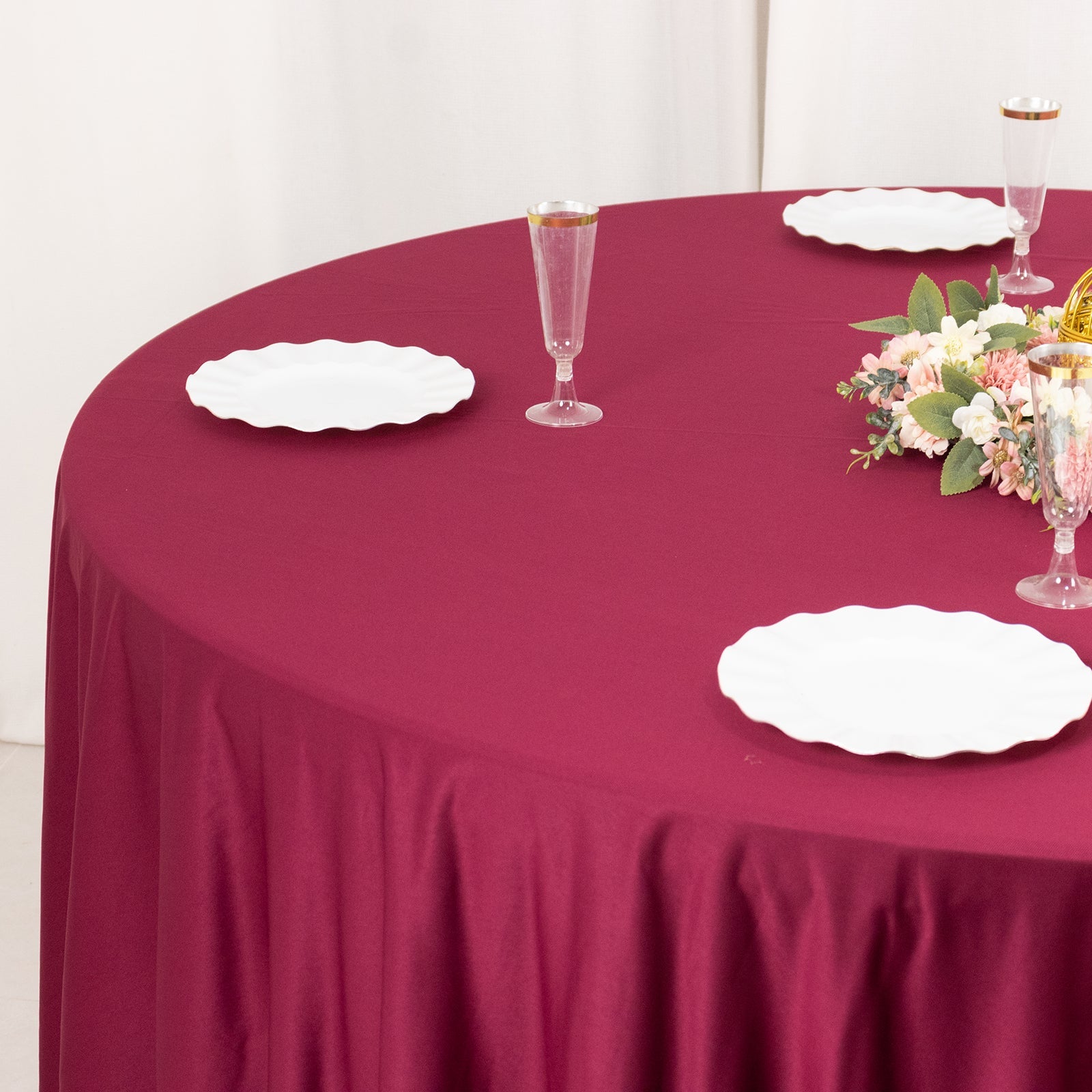 Premium Scuba Round 108 Tablecloth Burgundy - Wrinkle Free & Stain Resistant Table Cover