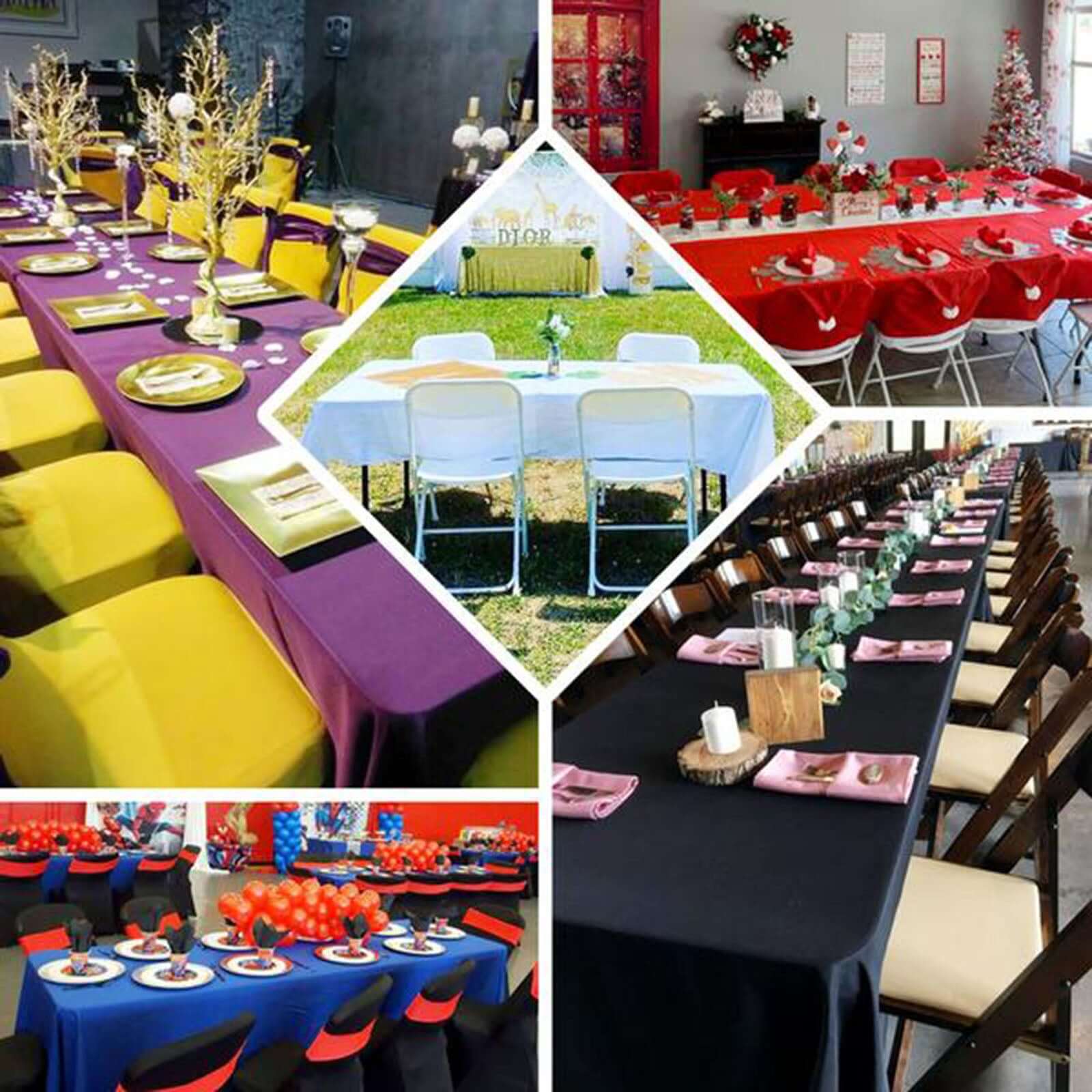 Polyester 90x132 Rectangle Tablecloth Yellow - Seamless Wrinkle-Resistant Table Cover