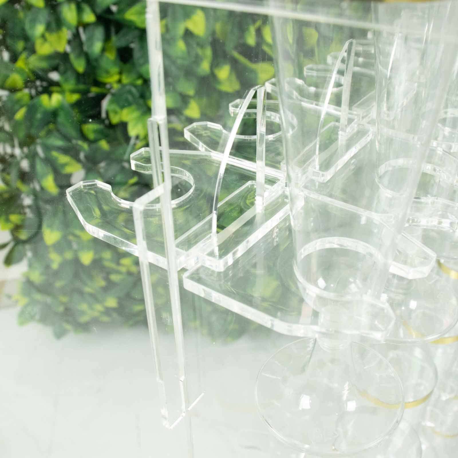 20-Pack Glass Holder Hooks Clear Acrylic for Double Sided Champagne Walls - Sturdy Stemware Rack Flute Display Holders for Stylish Drink Presentation