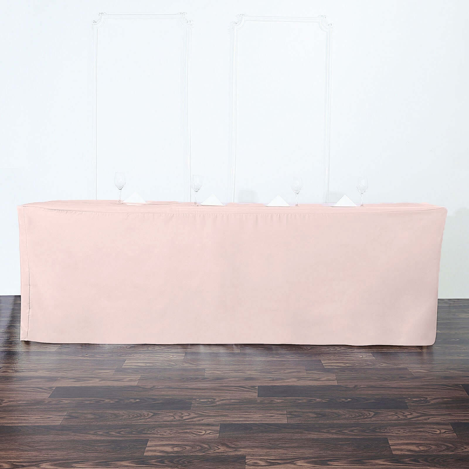 Fitted Polyester 96x30 Rectangle Tablecloth Blush - Durable and Easy to Maintain Table Cover