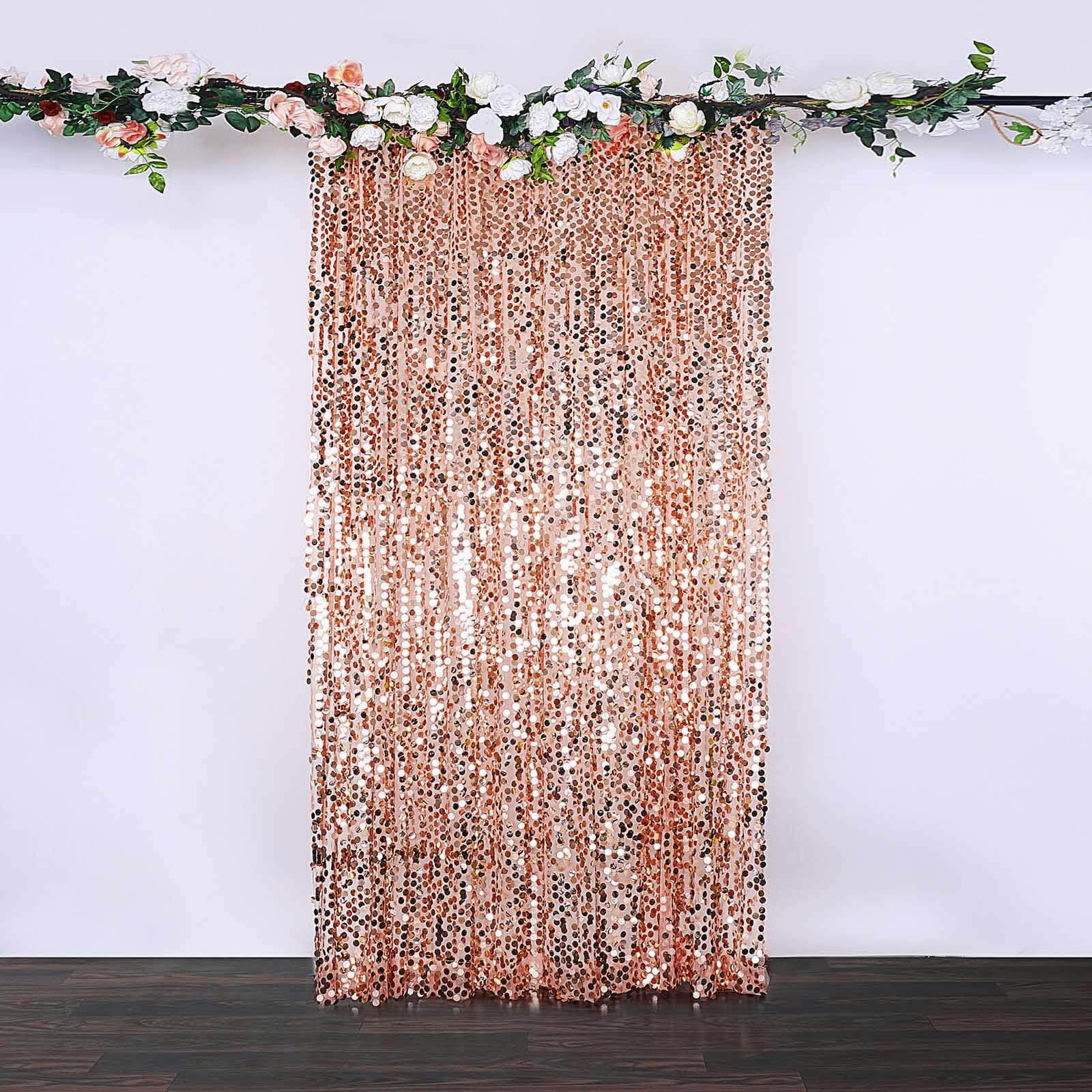 8ftx8ft Blush Big Payette Sequin Event Curtain Drapes, Backdrop Event Panel