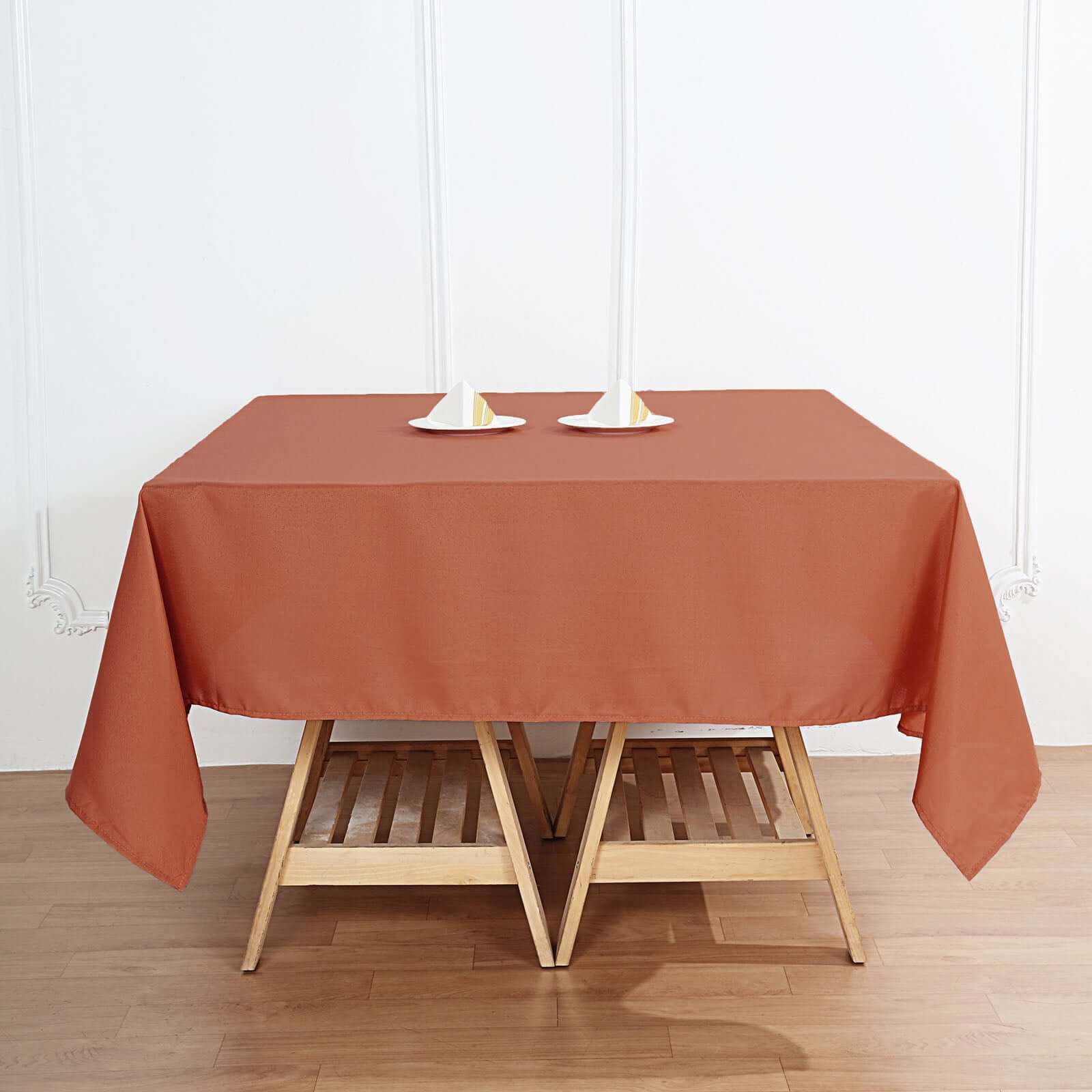 Polyester Square 70x70 Tablecloth Terracotta (Rust) - Wrinkle-Resistant & Durable Table Cover