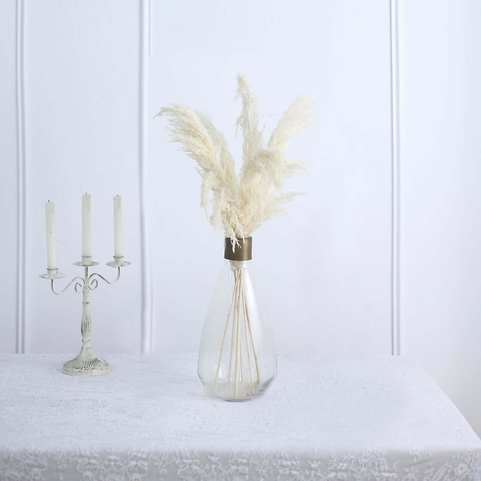 6 Stems Natural Dried Pampas Grass Decor Off White Tint - Versatile Plant Sprays for Boho Chic Vase Displays Backdrops & Event Styling 32