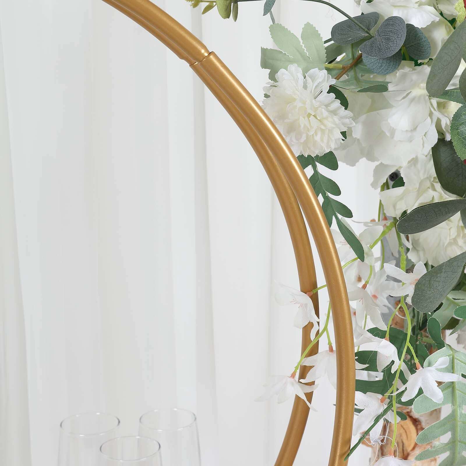 Double Frame Hoop Table Centerpiece Metal Gold - Wedding Cake Display & Flower Stand 24