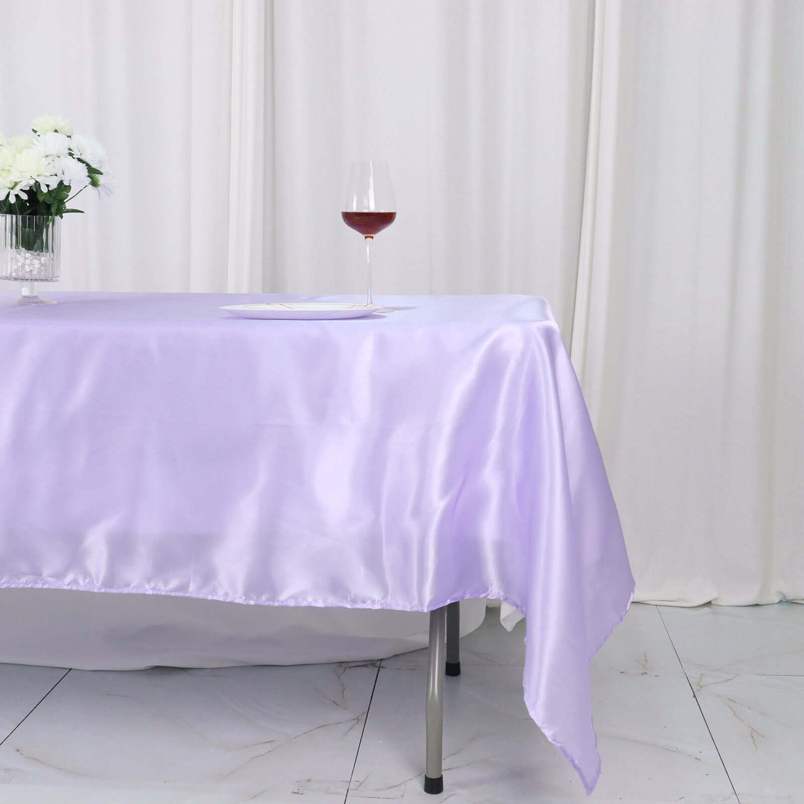 Satin Rectangular 60x102 Tablecloth Lavender Lilac - Smooth and Lustrous Table Cover