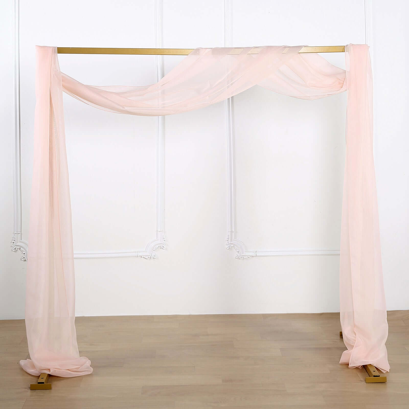 18ft Blush Sheer Organza Wedding Arch Drapery Fabric, Window Scarf Valance