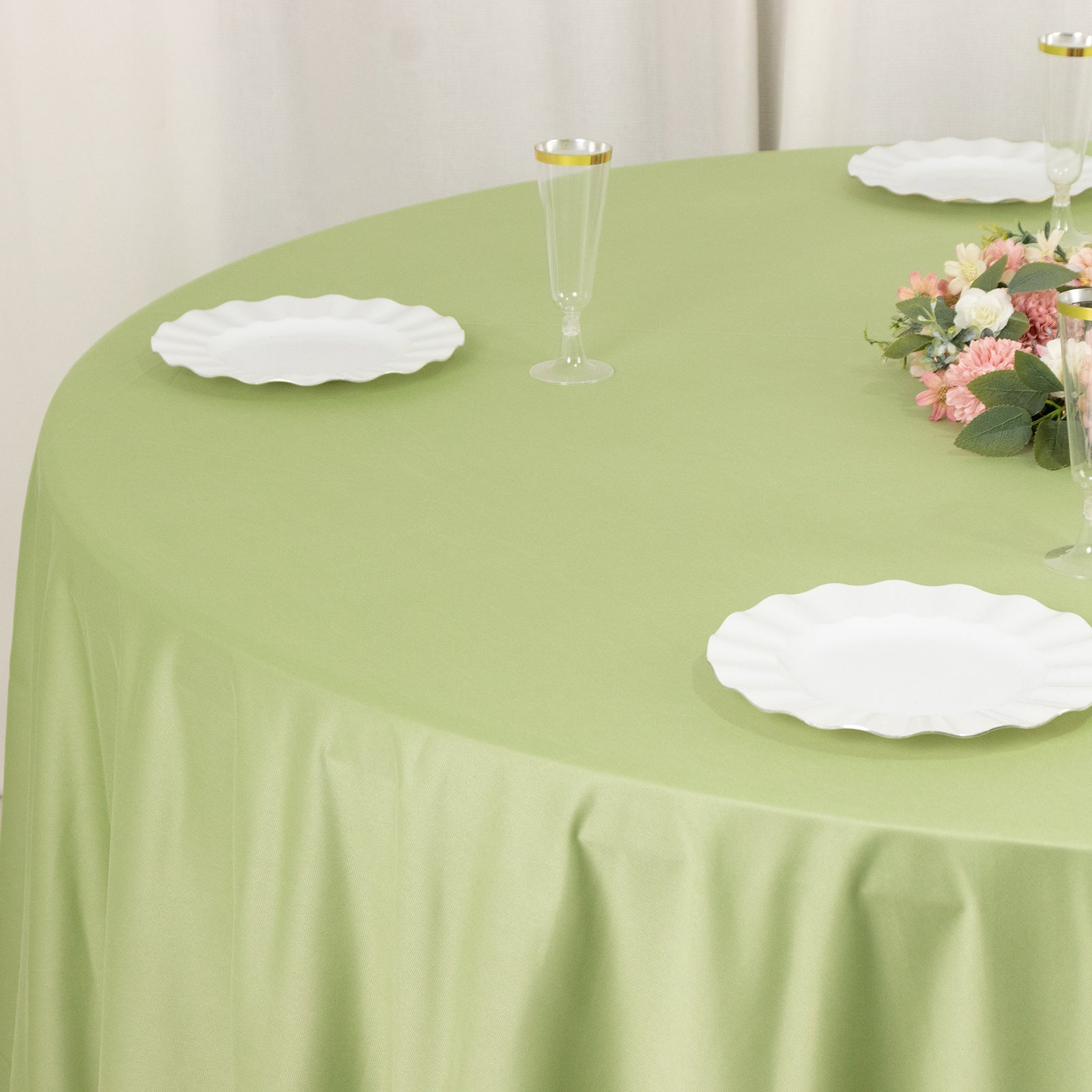 Premium Scuba Round 108 Tablecloth Sage Green - Wrinkle Free & Stain Resistant Table Cover