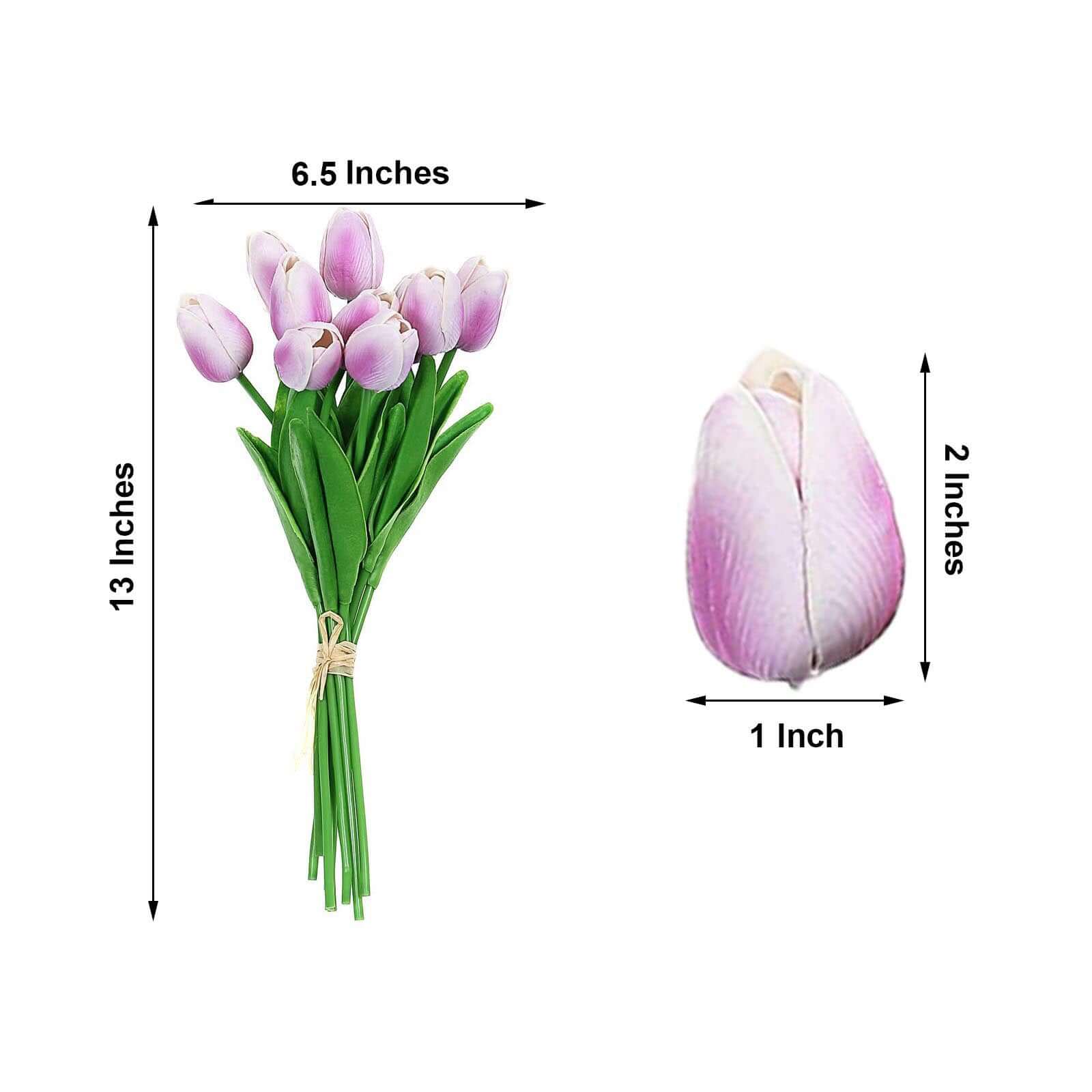 10 Stems 13 Lavender Lilac Real Touch Artificial Foam Tulip Flowers