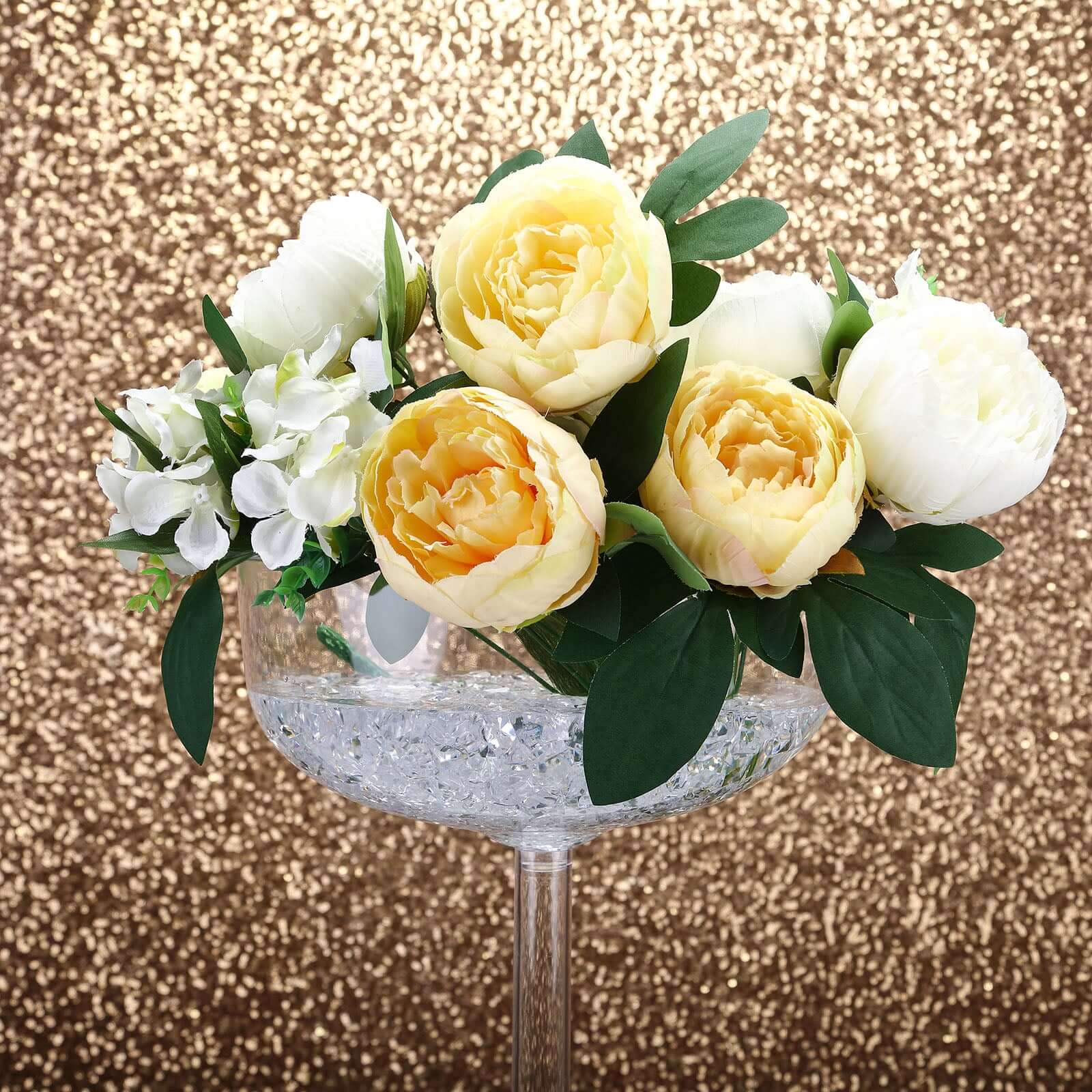 4-Pack Plastic Flower Vases Champagne Glass Design Clear - Fillable Long Stem Centerpieces for Events 18