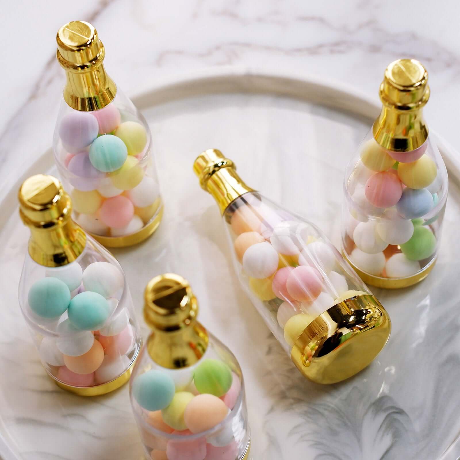 12-Pack Fillable Mini Champagne Bottle Candy Container Clear Gold - Unique Candy Treat Favor Containers 6