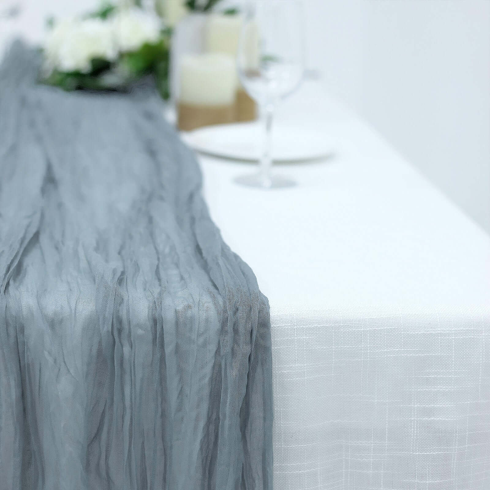 Gauze Cheesecloth 10ft Table Runner Dusty Blue - Rustic Boho Style