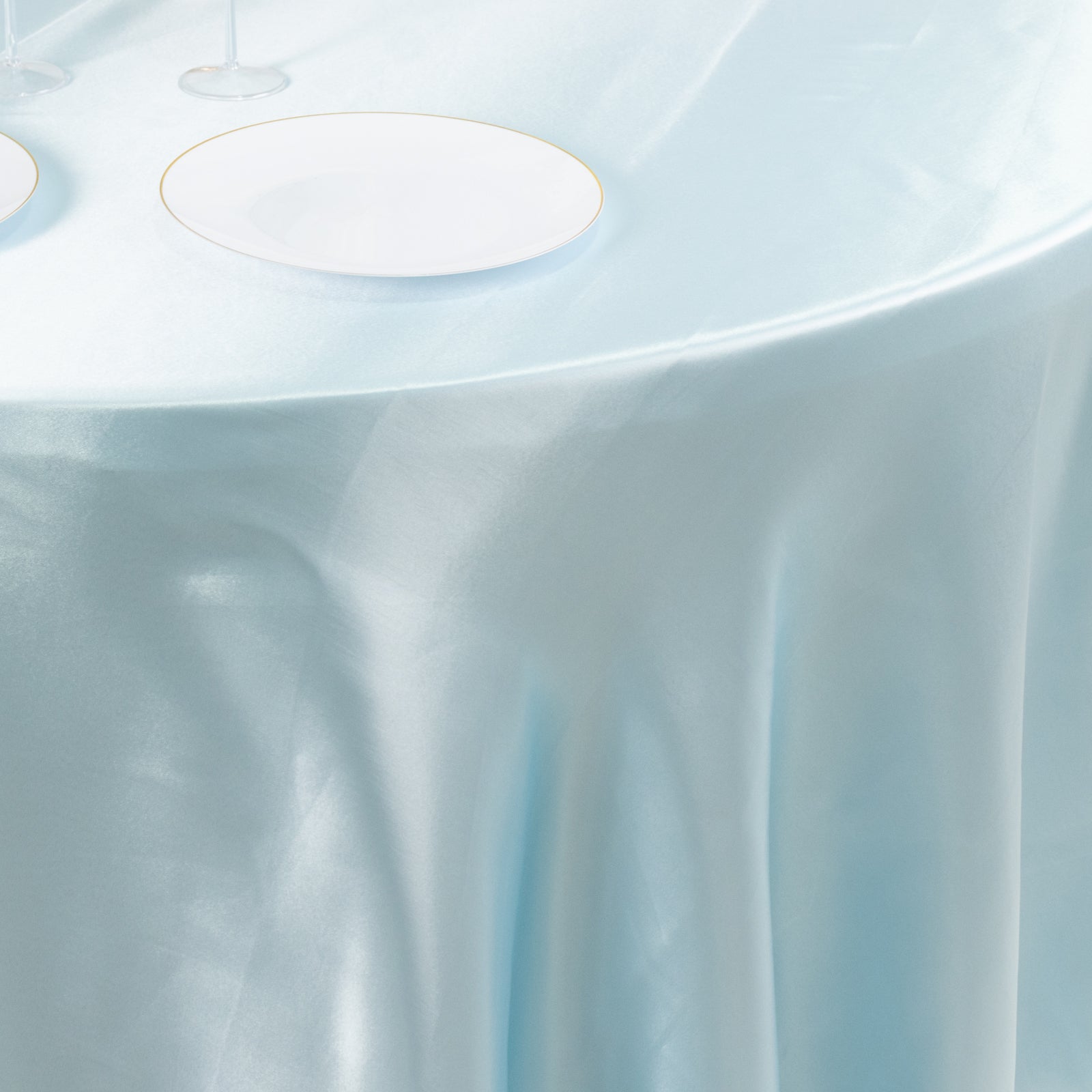 Satin 120 Round Tablecloth Light Blue - Stylish Seamless Table Cover