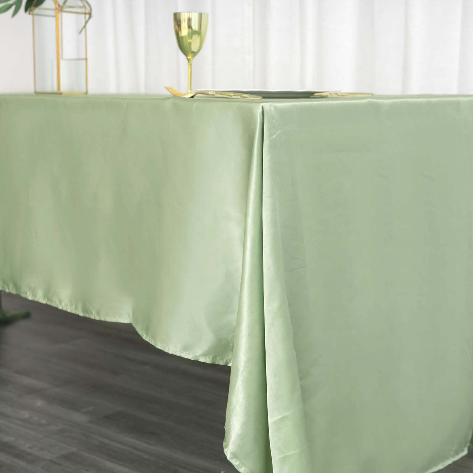 Satin Rectangular 60x126 Tablecloth Sage Green - Smooth and Lustrous Table Cover