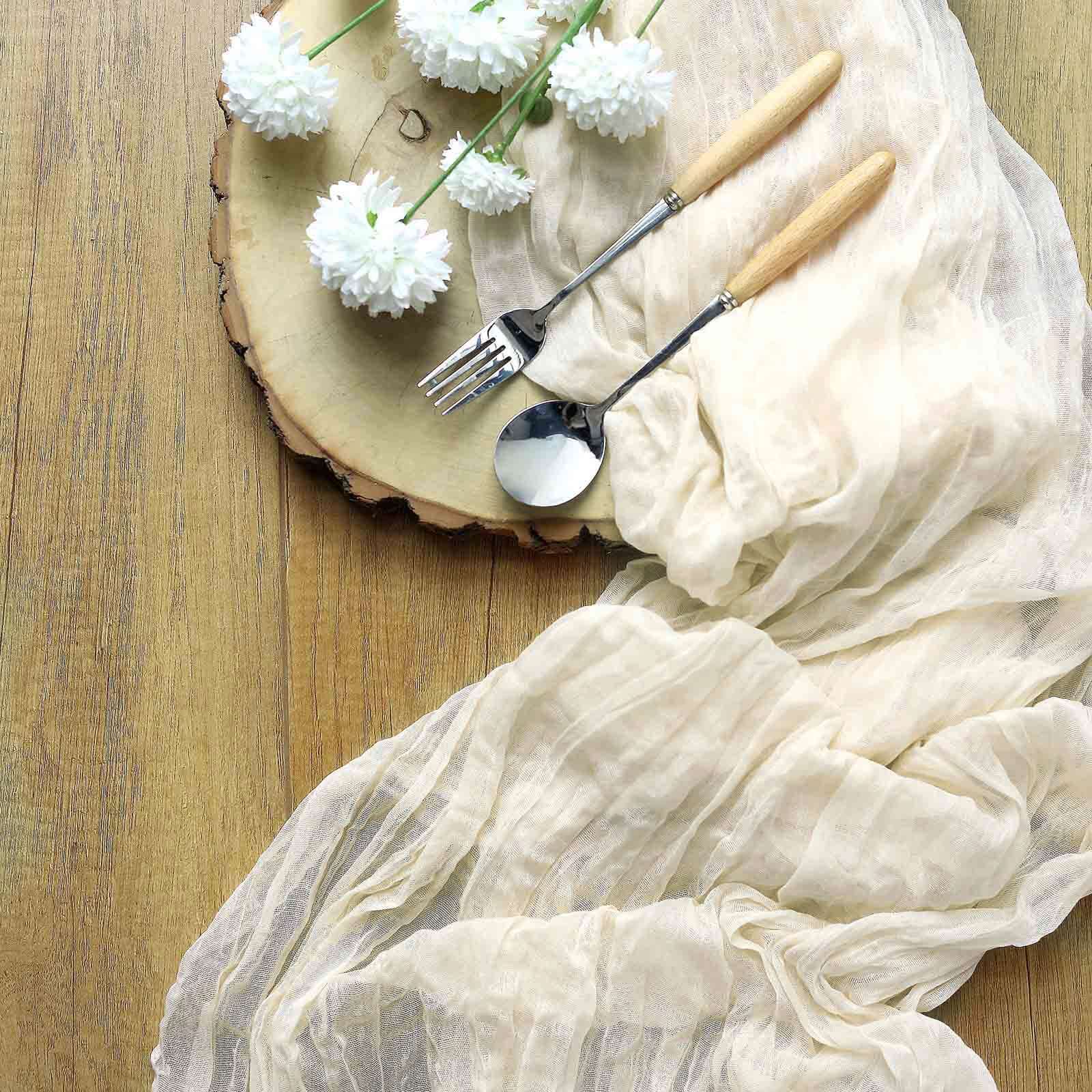 Gauze Cheesecloth 10ft Table Runner Cream - Rustic Boho Style