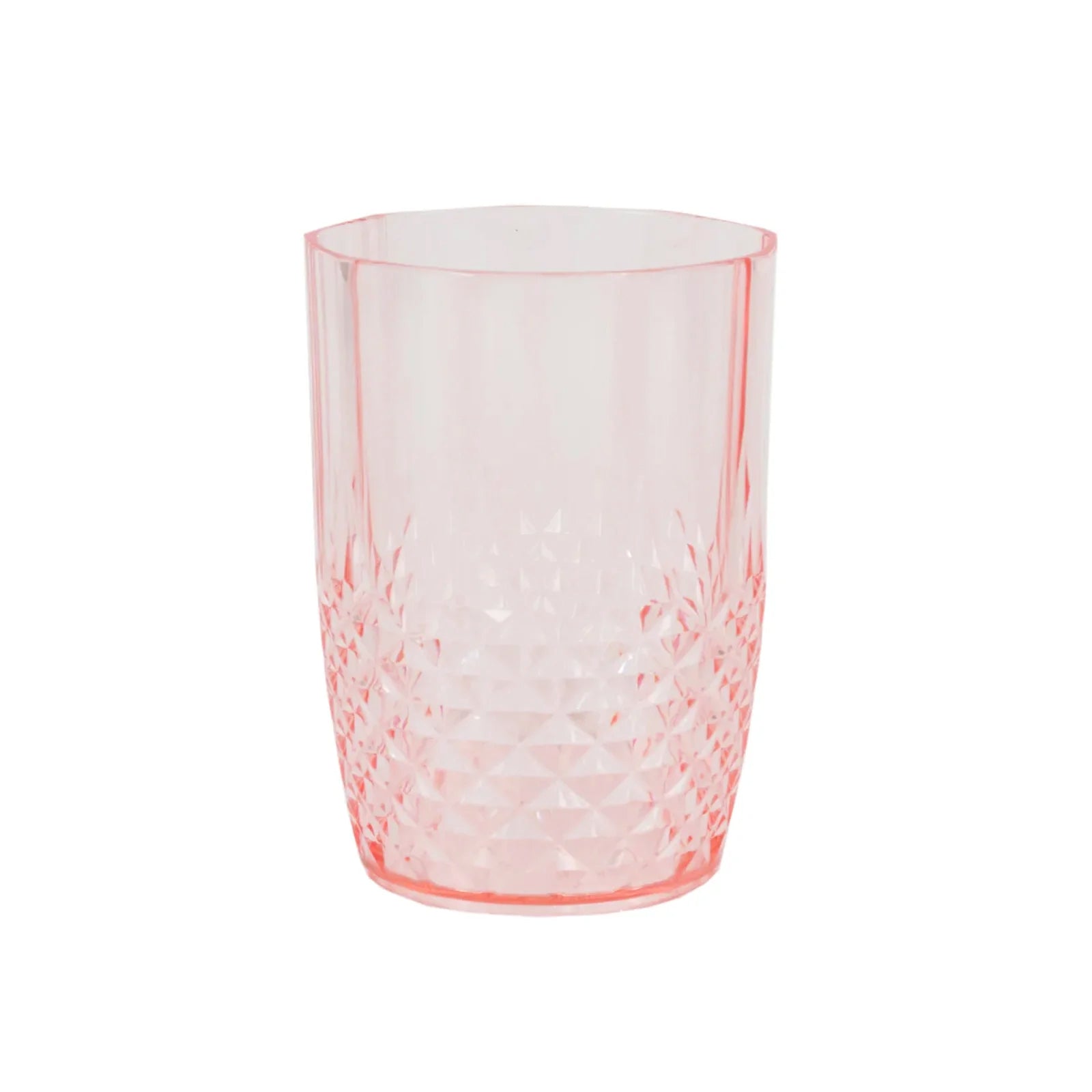 6-Pack Plastic Short Tumblers Transparent Blush Crystal Cut Style - Reusable All-Purpose Glasses 16oz