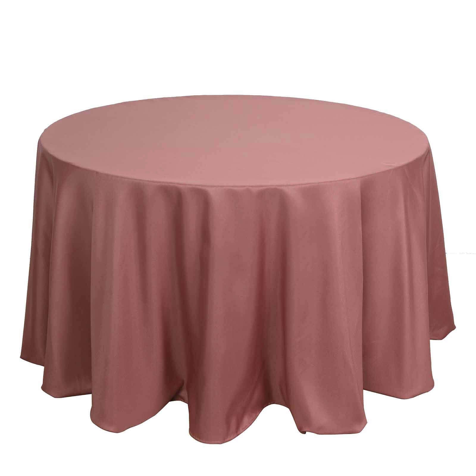 120 Cinnamon Rose Seamless Polyester Round Tablecloth for 5 Foot Table With Floor-Length Drop