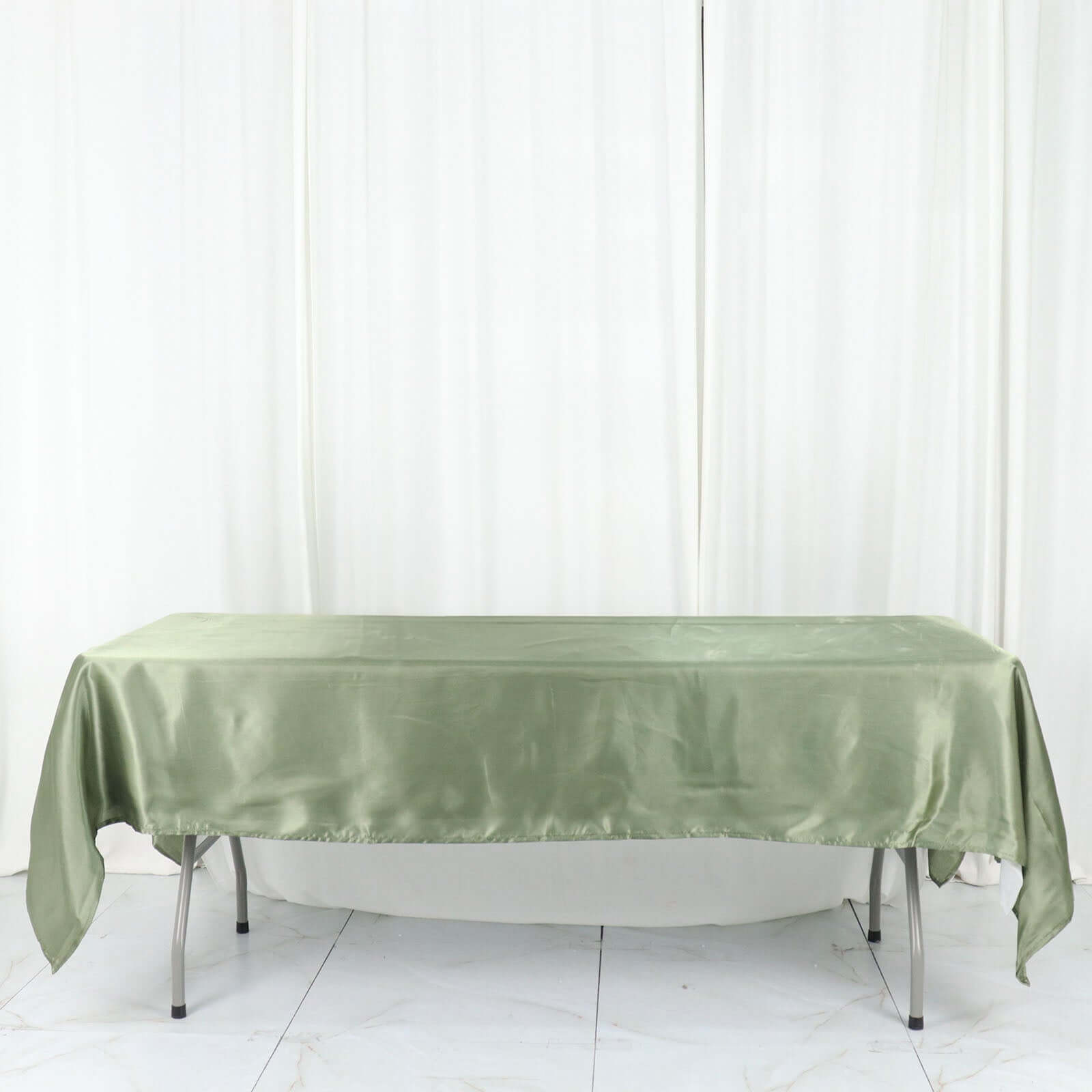 Satin Rectangular 60x102 Tablecloth Dusty Sage Green - Smooth and Lustrous Table Cover