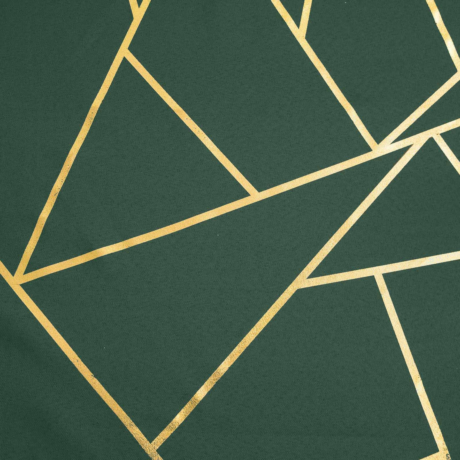 Polyester 9ft Table Runner Hunter Emerald Green with Gold Foil Modern Geometric Accent