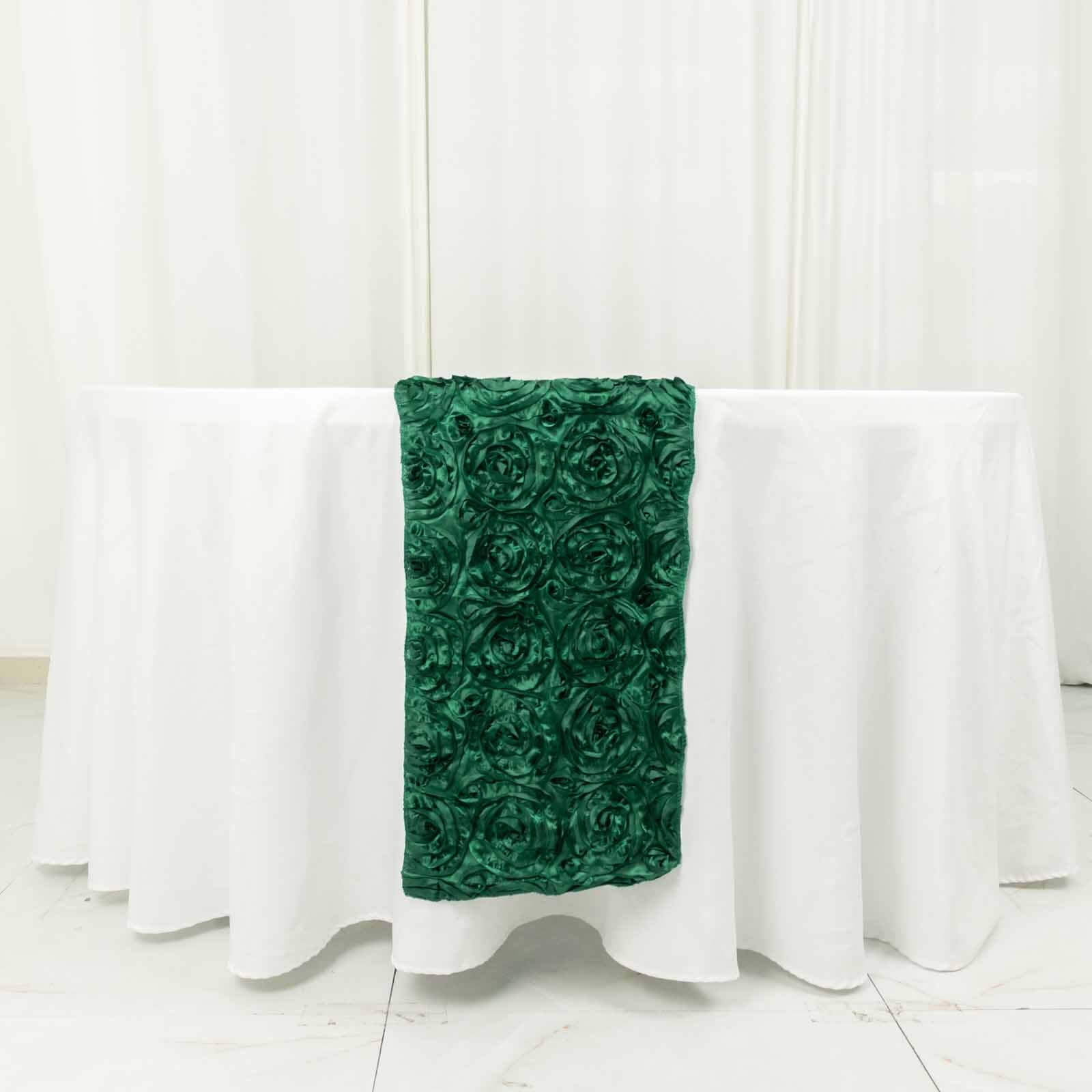 Rosette Satin 14x108 Table Runner Hunter Emerald Green - Grandiose Design