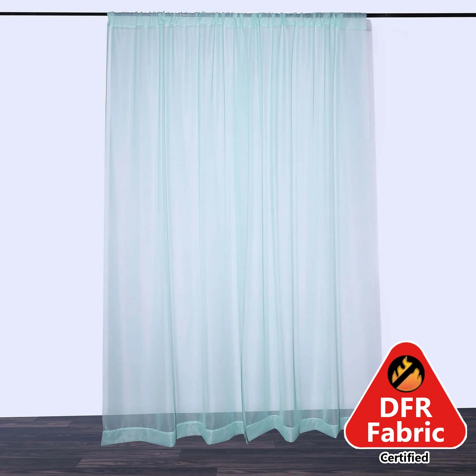 2 Pack Dusty Sage Green Sheer Chiffon Event Curtain Drapes, Durable Flame Resistant Premium Organza Backdrop Event Panels With Rod Pockets - 10ftx10ft