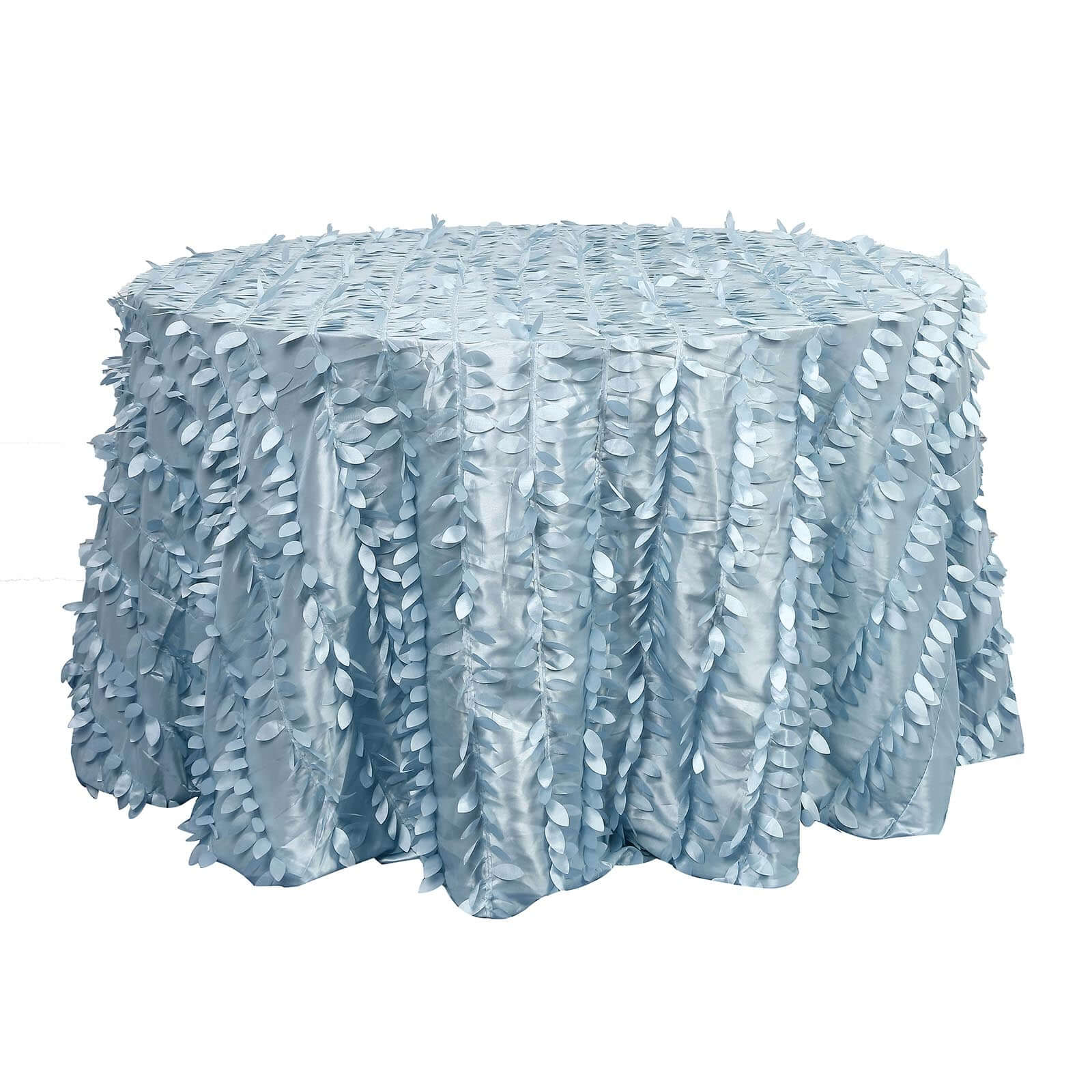 Taffeta 120 Round Tablecloth Dusty Blue | 3D Leaf Petal Design Seamless Table Cover