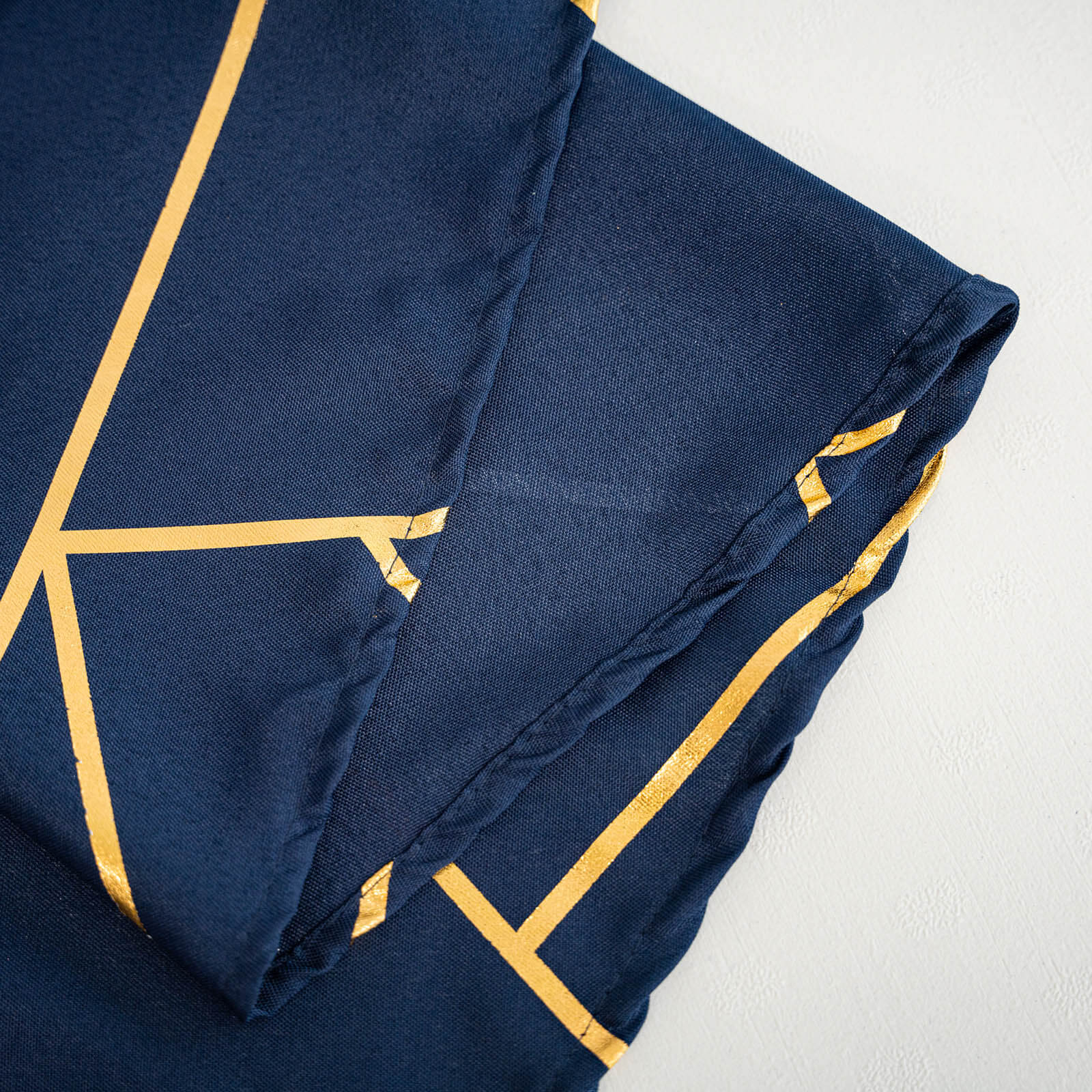 Polyester 60x102 Rectangle Tablecloth Navy Blue with Gold Foil Geometric Pattern - Wrinkle-Resistant & Durable Table Cover