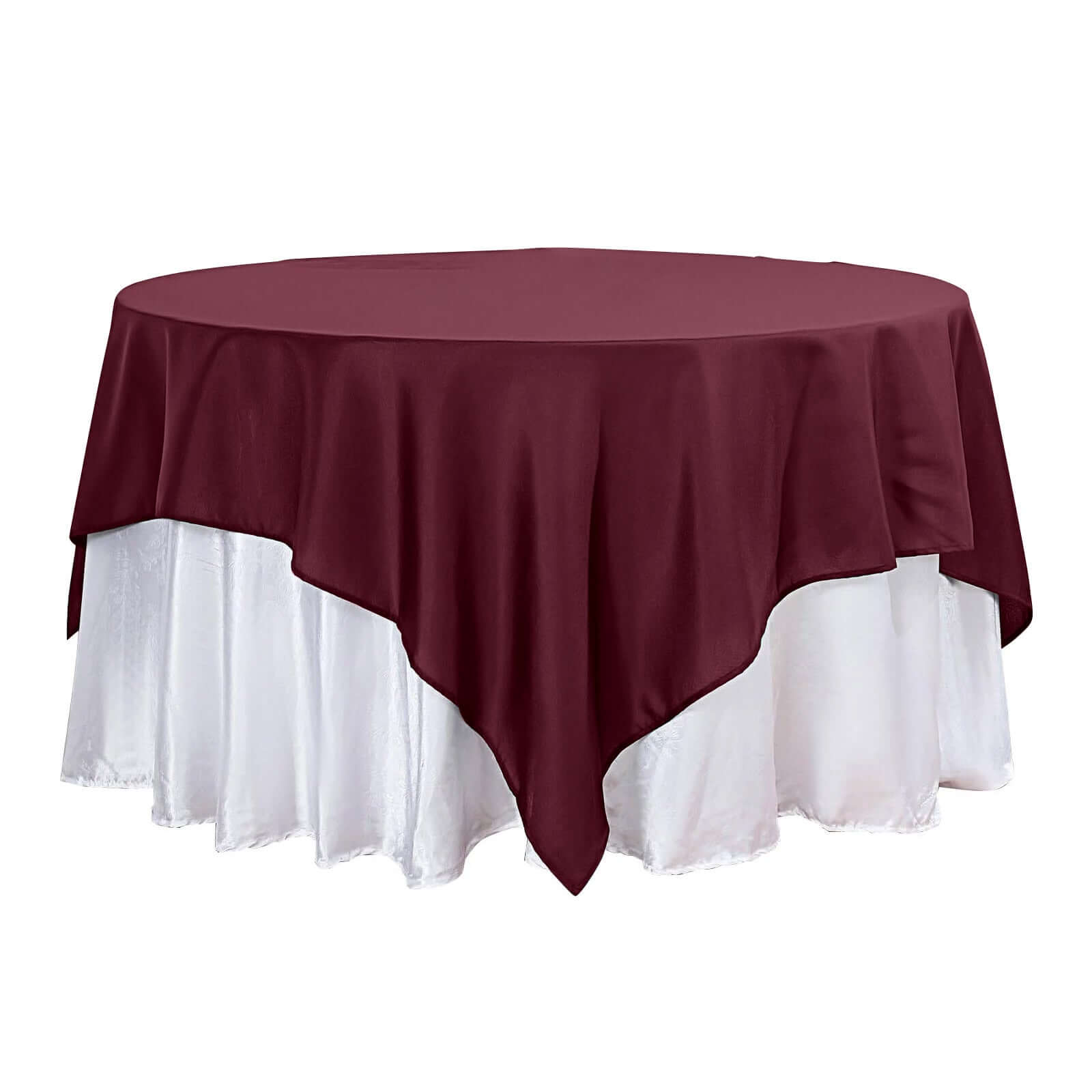 Polyester 90x90 Table Overlay Square Tablecloth Burgundy - Wrinkle-Resistant & Durable Table Cover