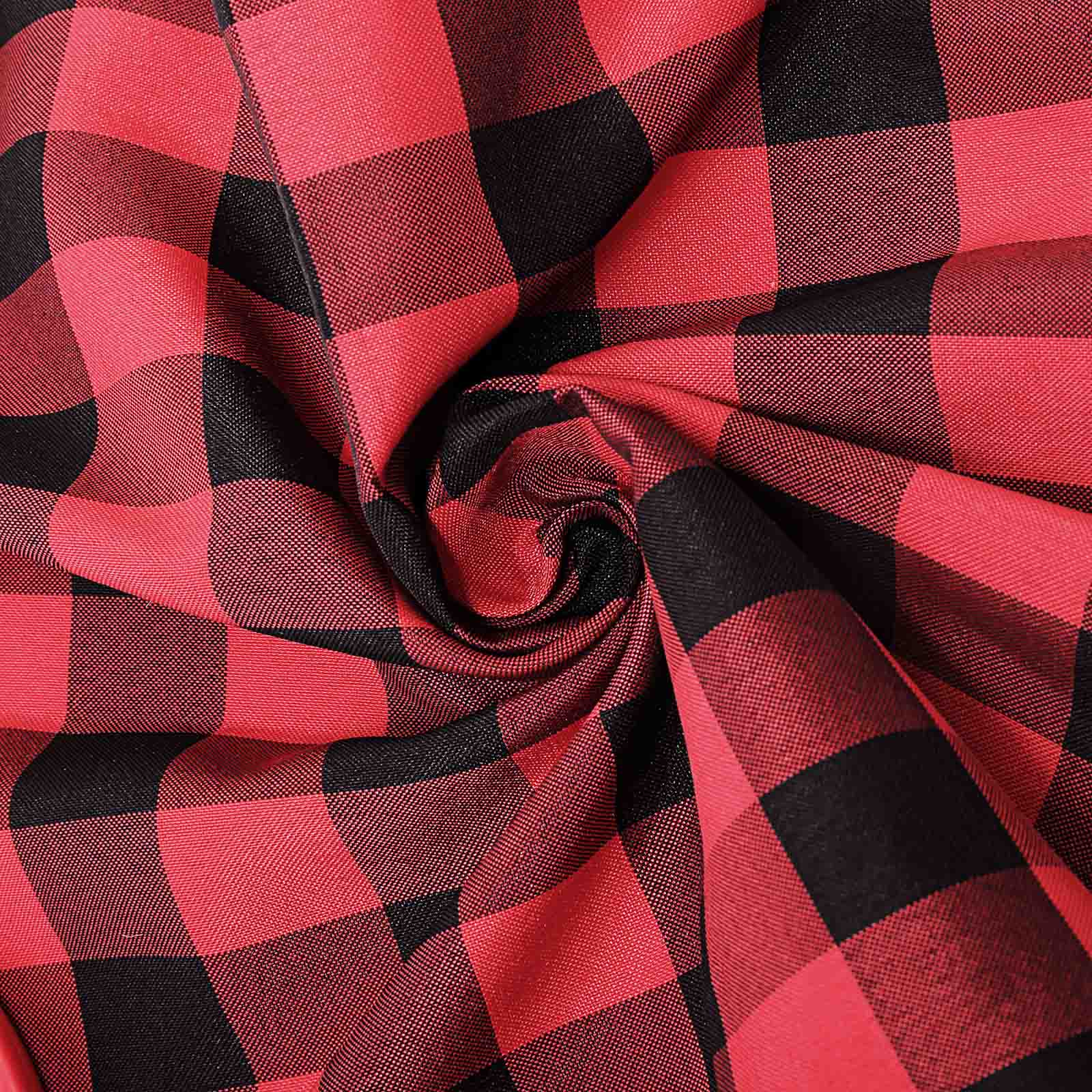 Polyester 60x102 Rectangle Tablecloth Black/Red - Checkered Buffalo Plaid Design for Everyday Use