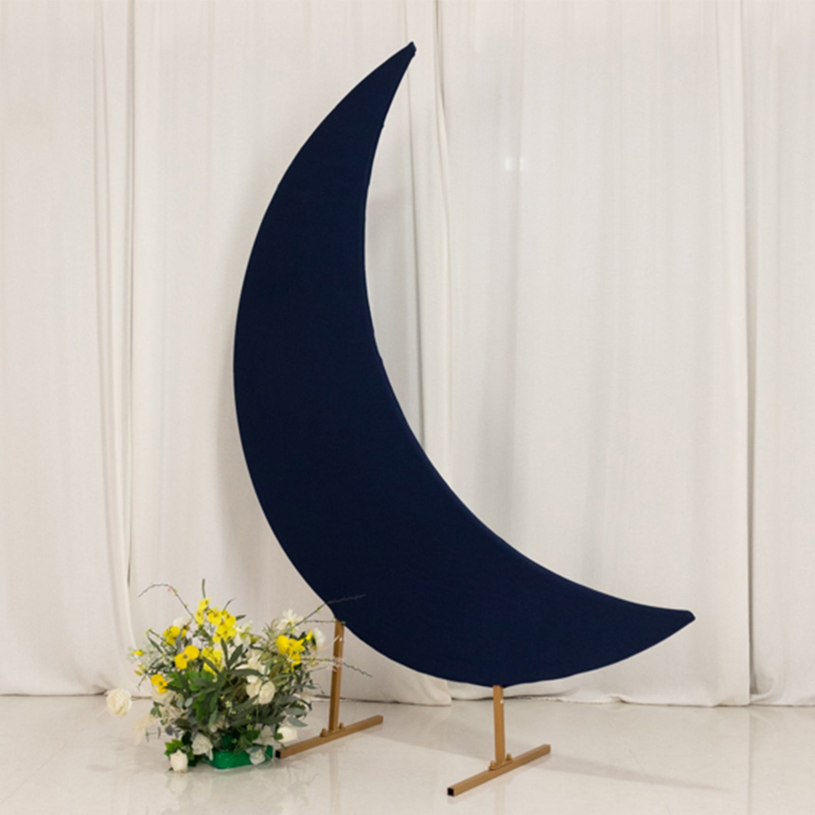 6.5ft Navy Blue Spandex Crescent Moon Chiara Backdrop Stand Cover, Custom Stretch Fitted Wedding Arch Cover