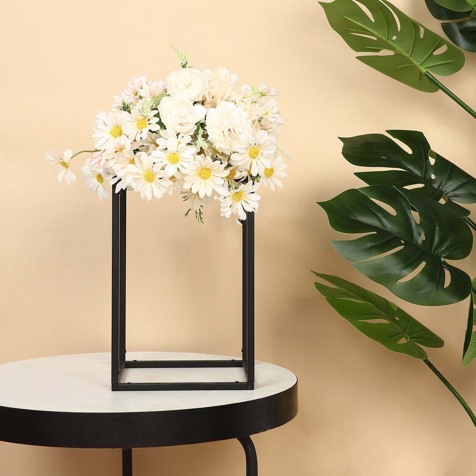 2-Pack Wedding Flower Stand Matte Black Metal Geometric Column Frame Rectangular - Versatile Floral Pedestal for Sophisticated Arrangements 12