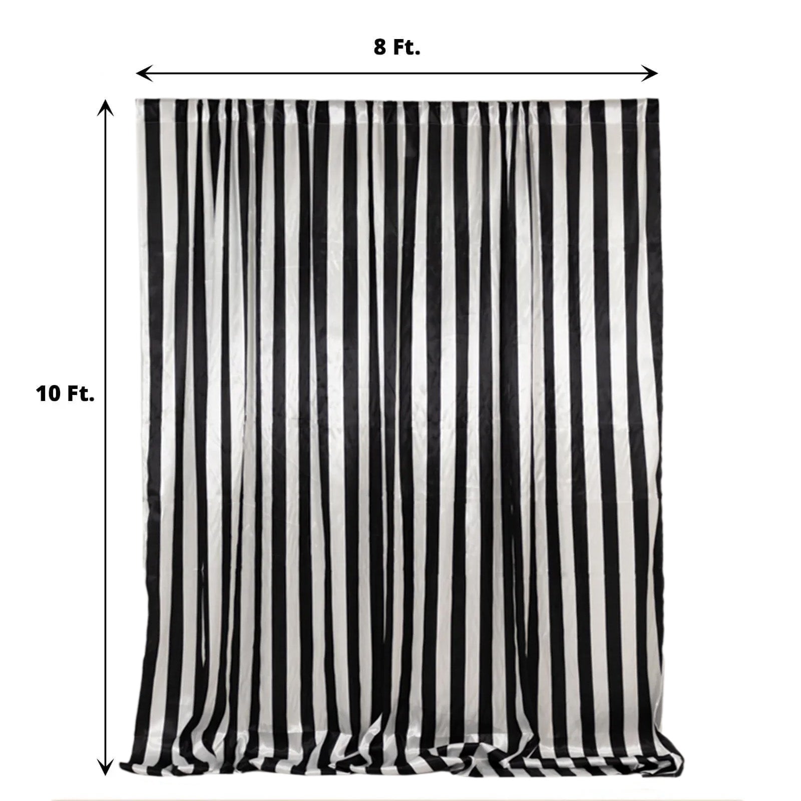 Black White Striped Satin Backdrop Curtain Drapery, Glossy Event Photography Background Room Divider Curtain Panel - 8ftx10ft