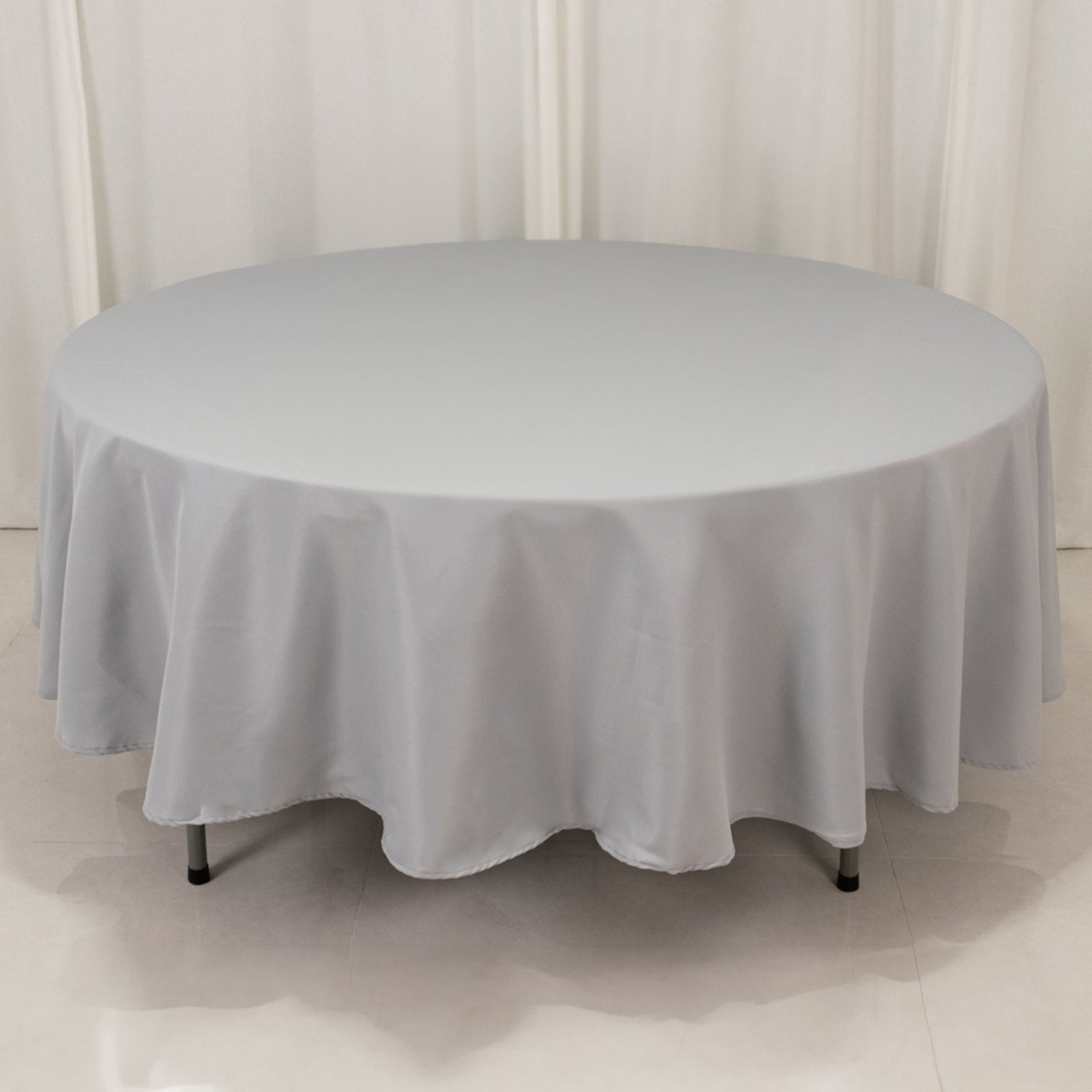 Premium Polyester 90 Round Tablecloth Silver - Stain and Wrinkle-Resistant Design with 220GSM Thickness Table Cover