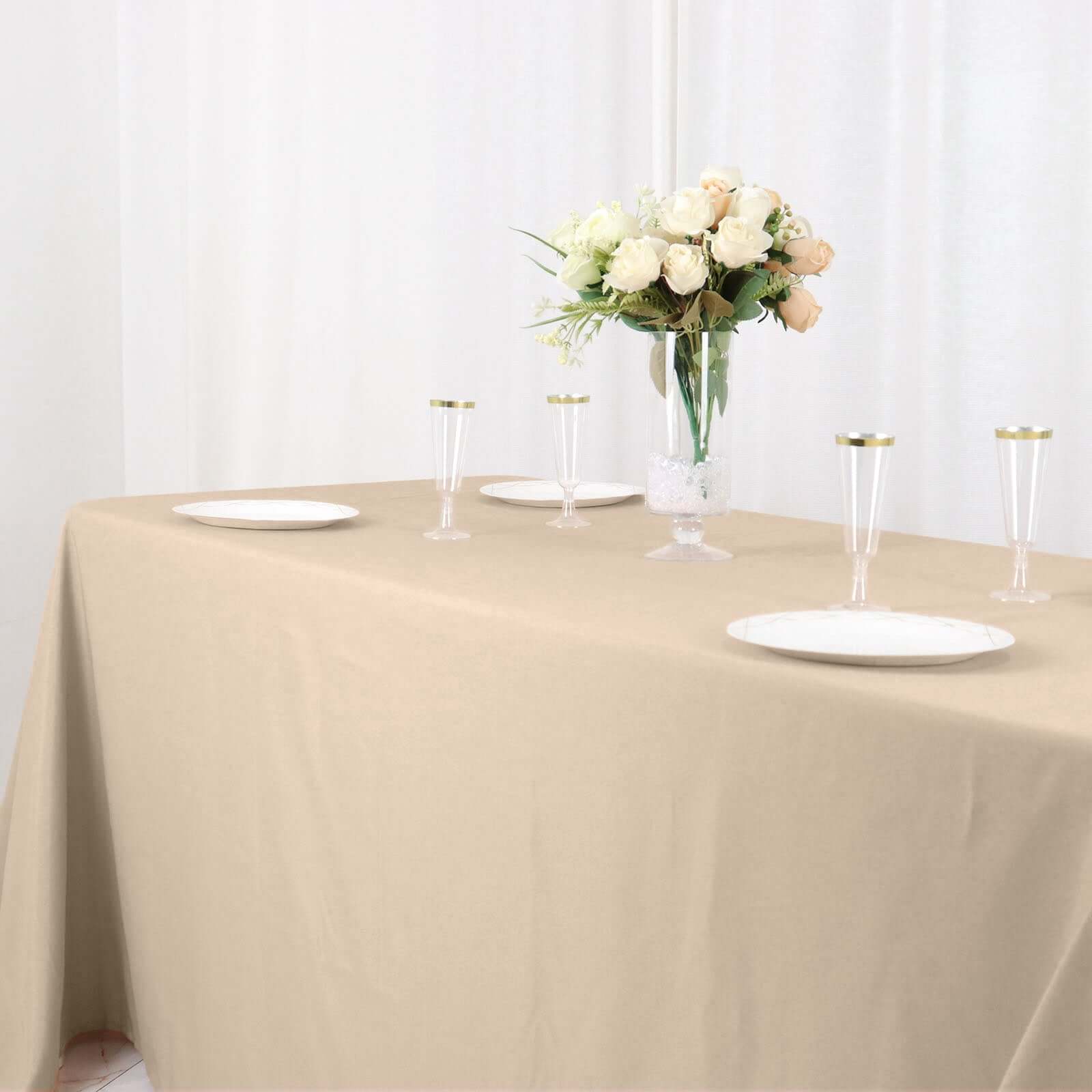 Polyester 90x132 Rectangle Tablecloth Nude - Seamless Wrinkle-Resistant Table Cover