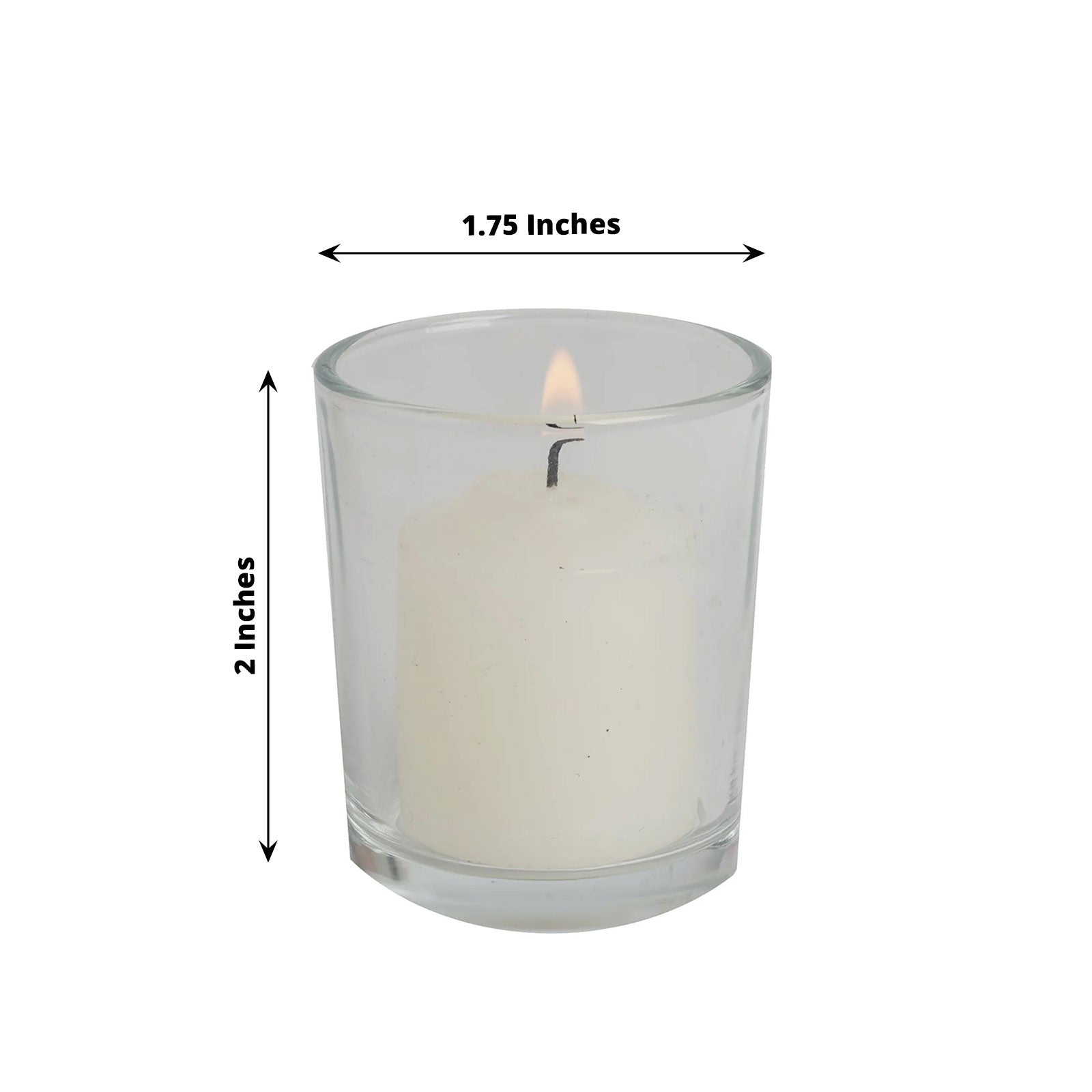 12 Pack Ivory Votive Candle and Clear Glass Votive Holder Candle Set