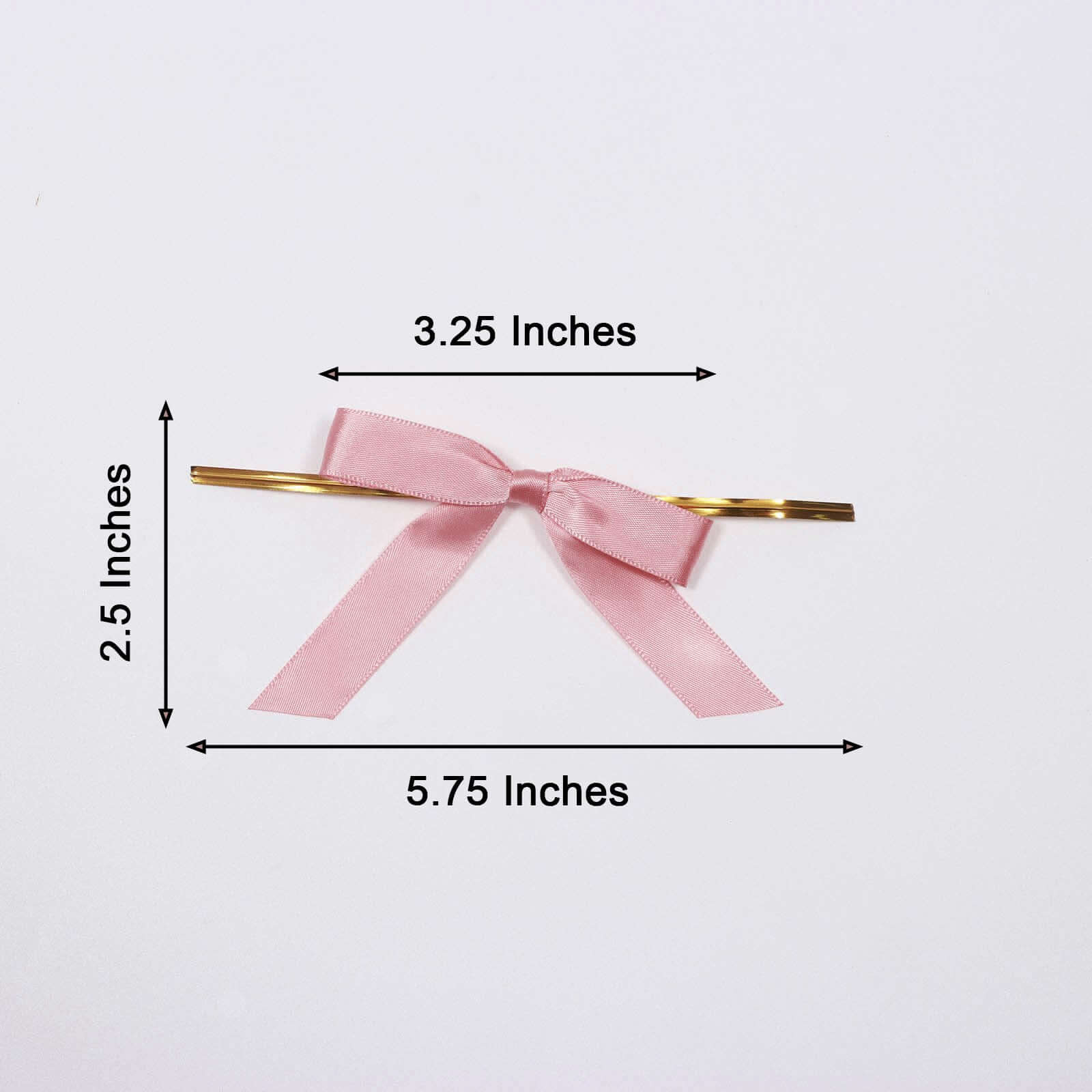 50 Pcs 3 Satin Ribbon Bows With Twist Ties, Gift Basket Party Favor Bags Decor - Dusty Rose Classic Style