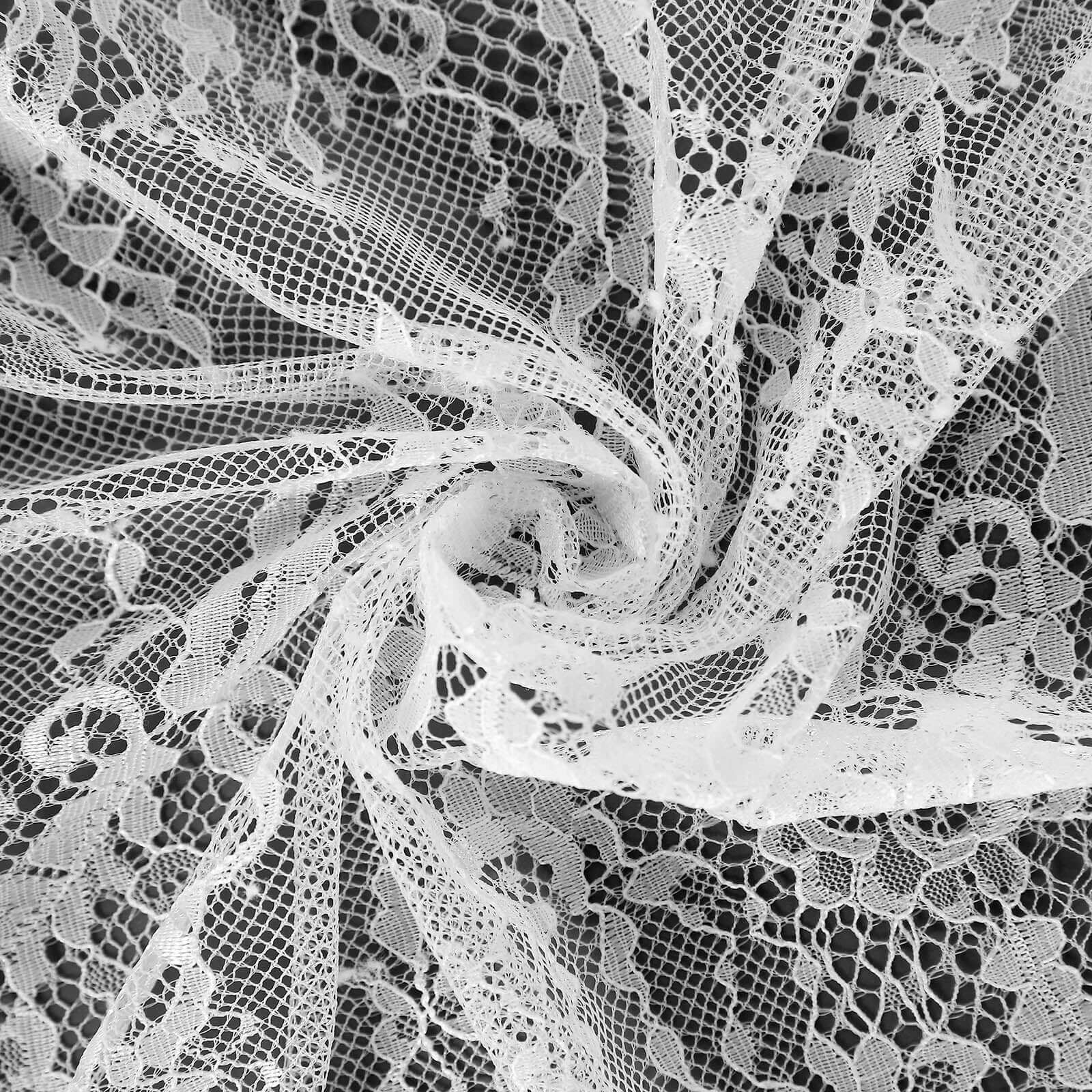 Lace 60x120 Rectangle Tablecloth White - Vintage Lace Design with Scalloped Frill Edges for Refined Occasions