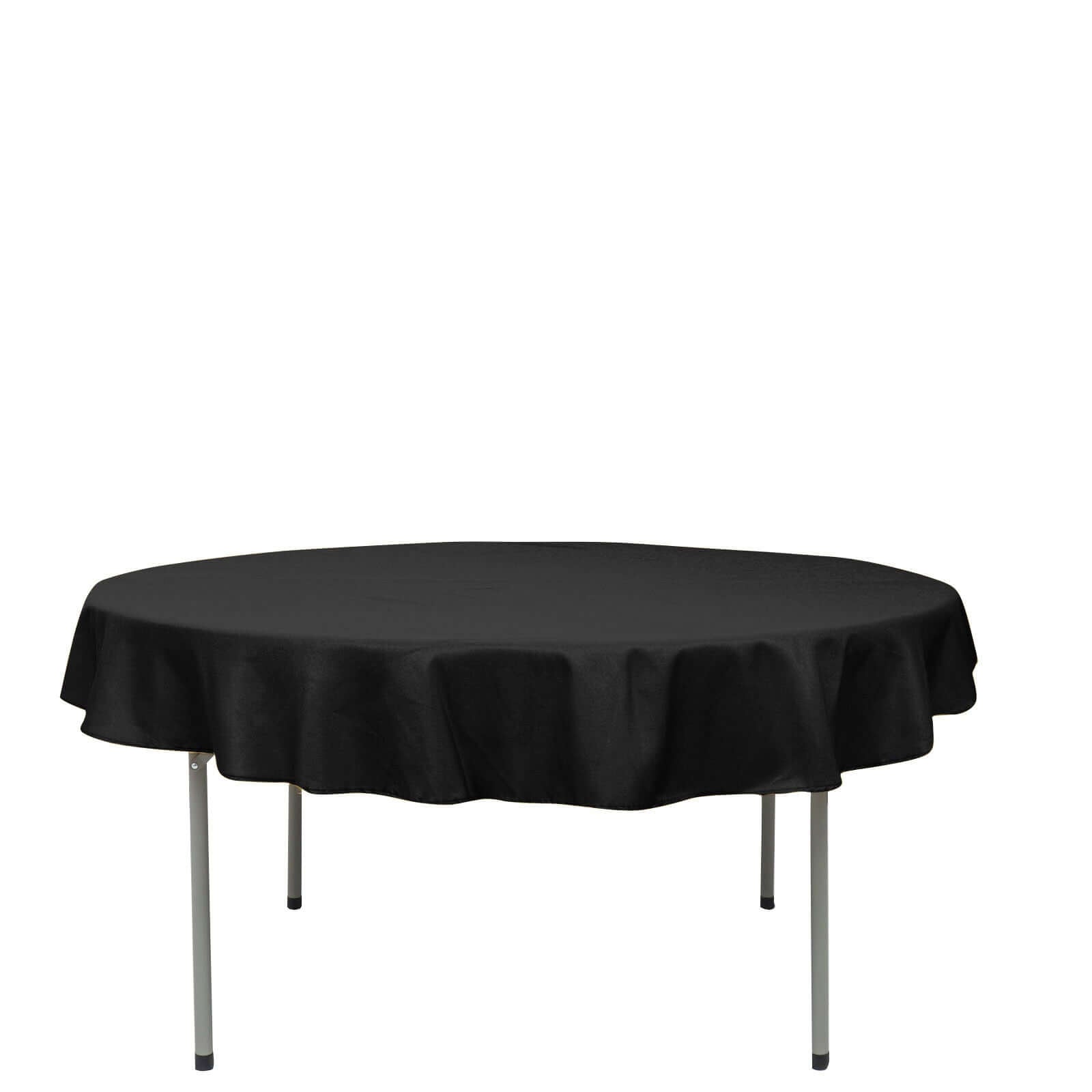 Premium Polyester 70 Round Tablecloth Black - Stain and Wrinkle-Resistant 220GSM Table Cover