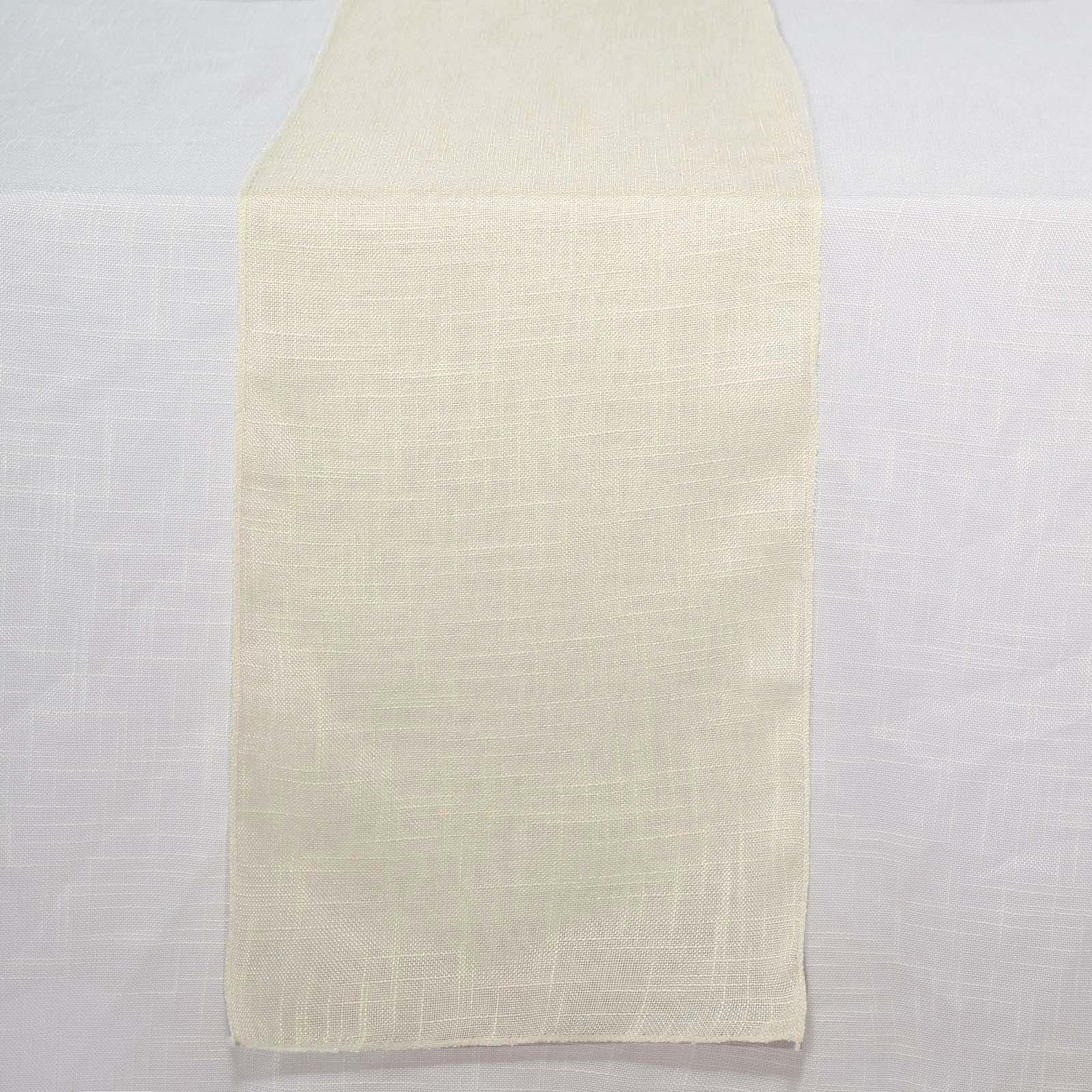 Faux Linen 12x108 Table Runner Ivory - Slubby Textured & Wrinkle Resistant Table Decor